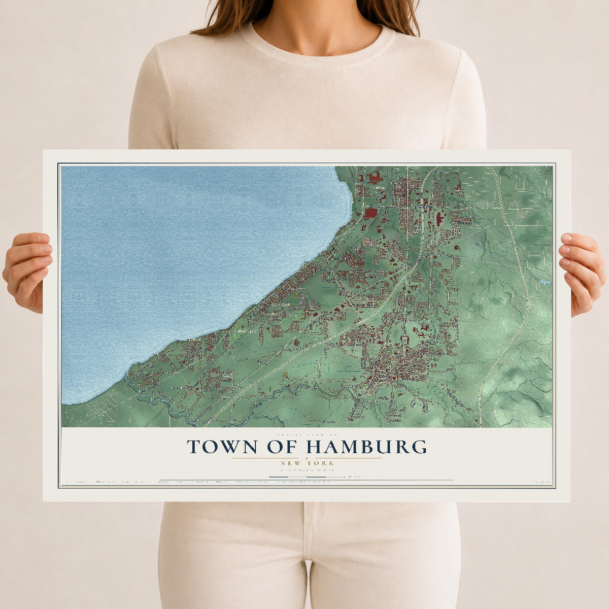 Hamburg, New York map print, 12" x 18" Archival Matte Print mockup