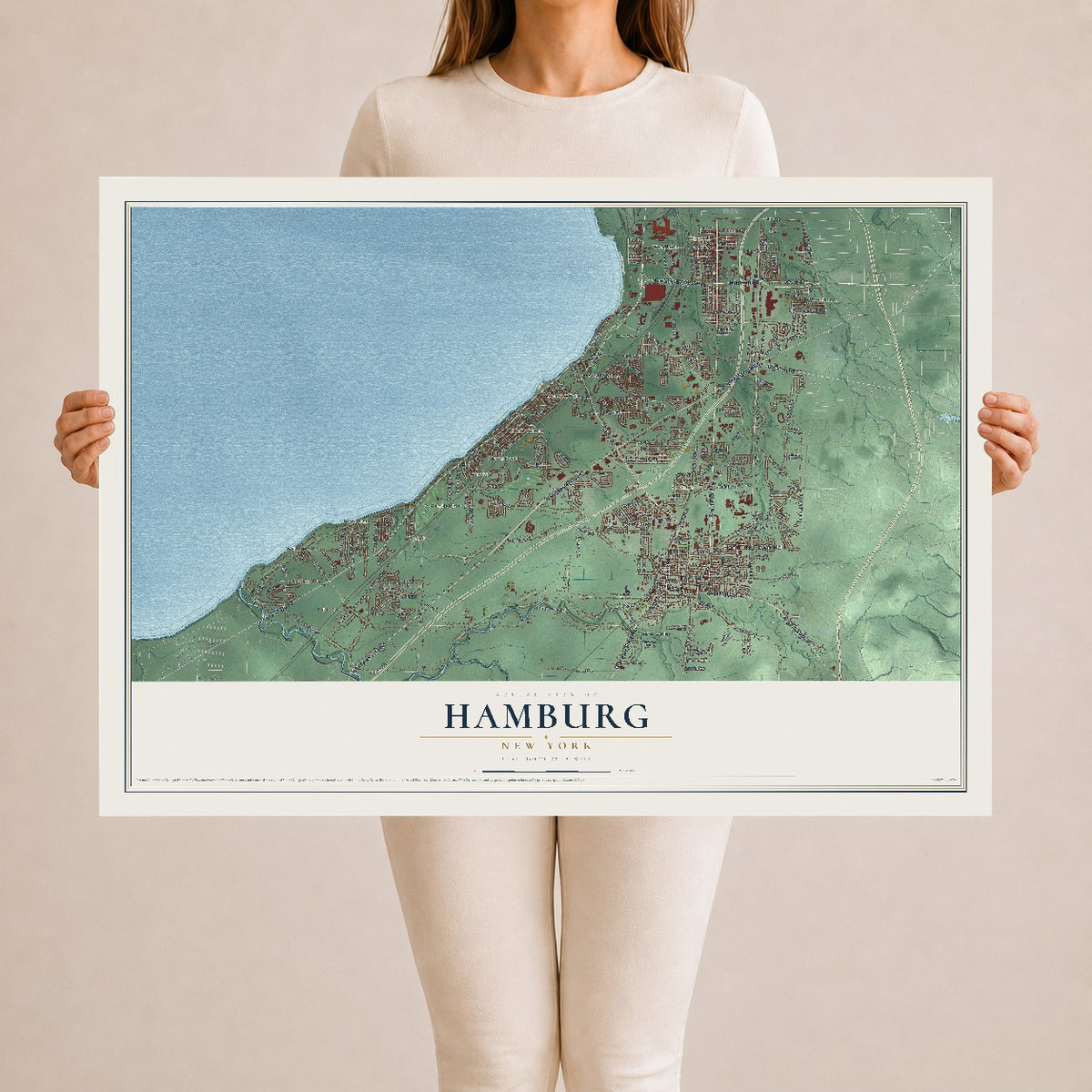 Hamburg, New York map print, 24" x 36" Archival Matte Print mockup