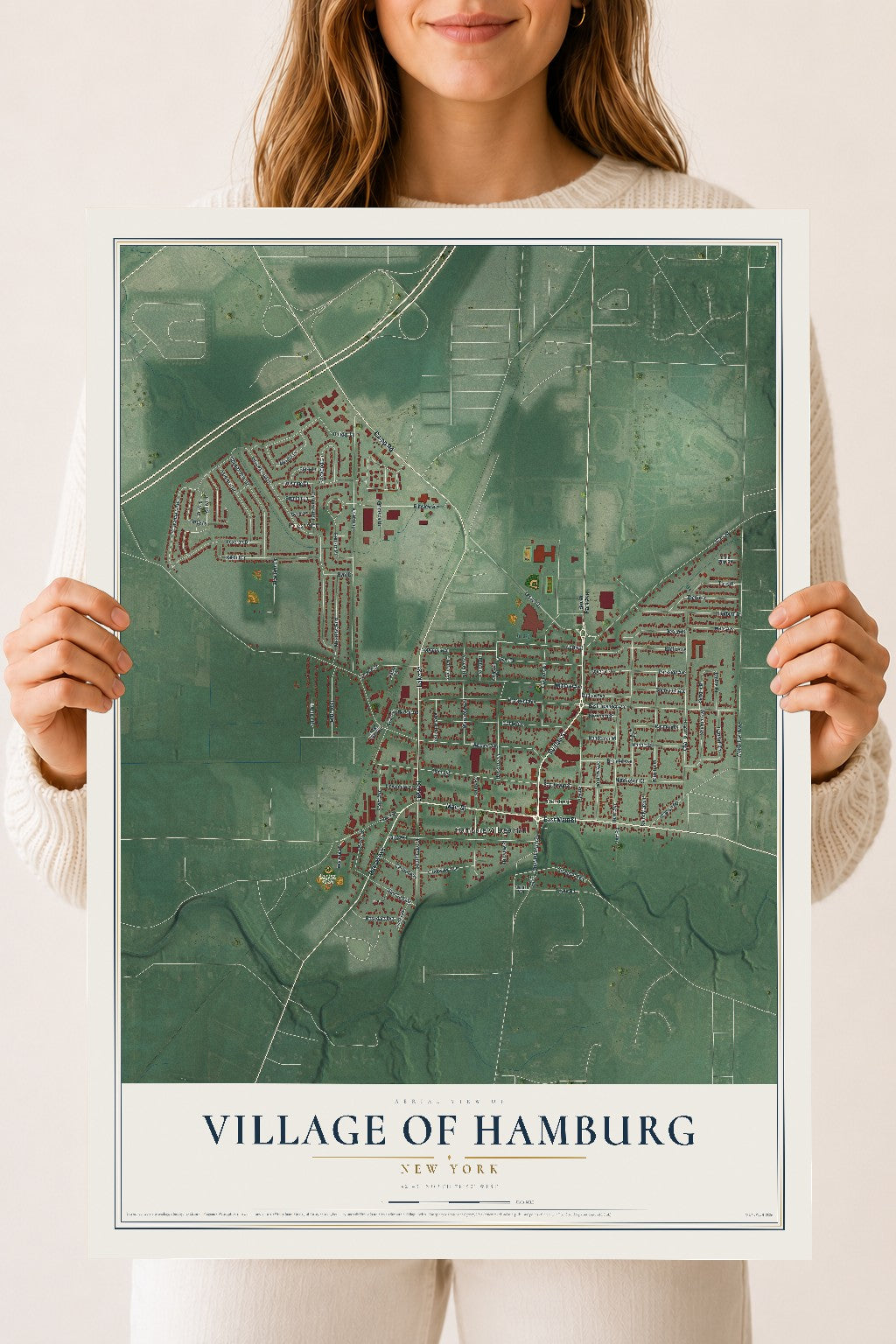 Hamburg, New York map print, 18" x 24" Archival Matte Print mockup