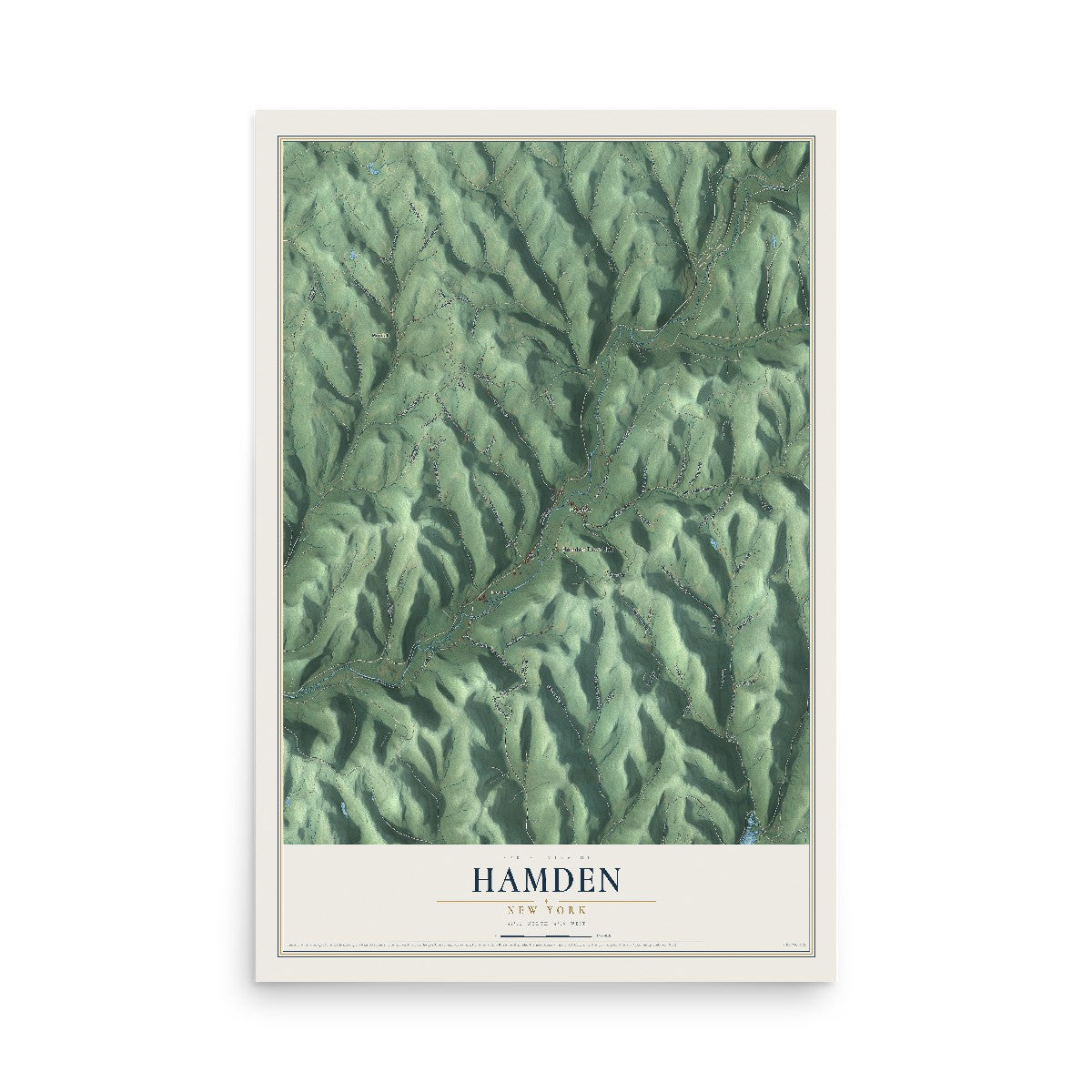 Hamden, New York map print, 12" x 18" Archival Matte Print mockup