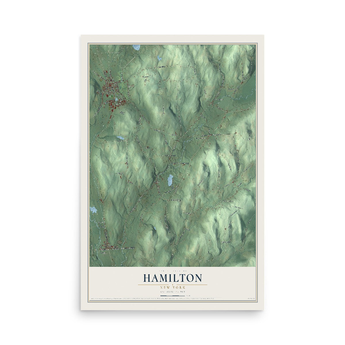 Hamilton, New York map print, 12" x 18" Archival Matte Print mockup