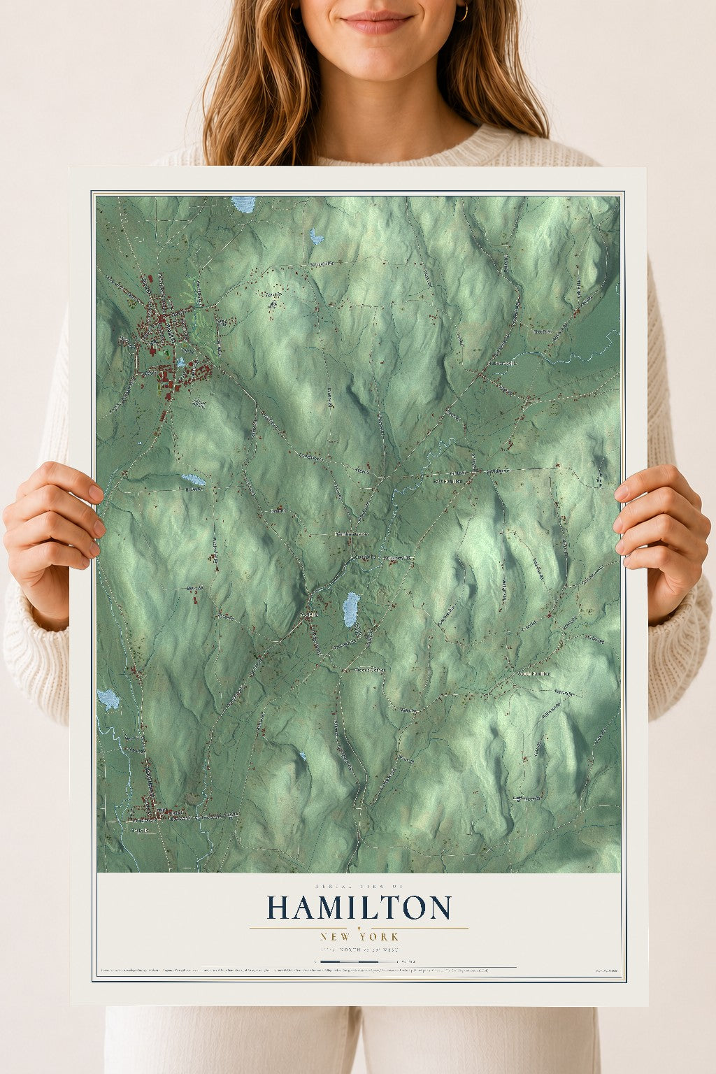 Hamilton, New York map print, 18" x 24" Archival Matte Print mockup