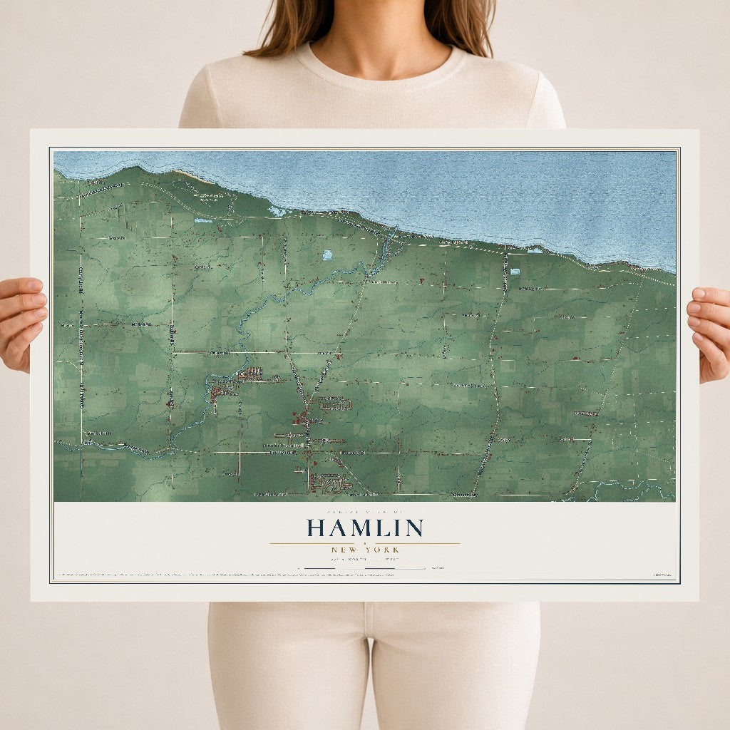 Hamlin, New York map print, 18" x 24" Archival Matte Print mockup