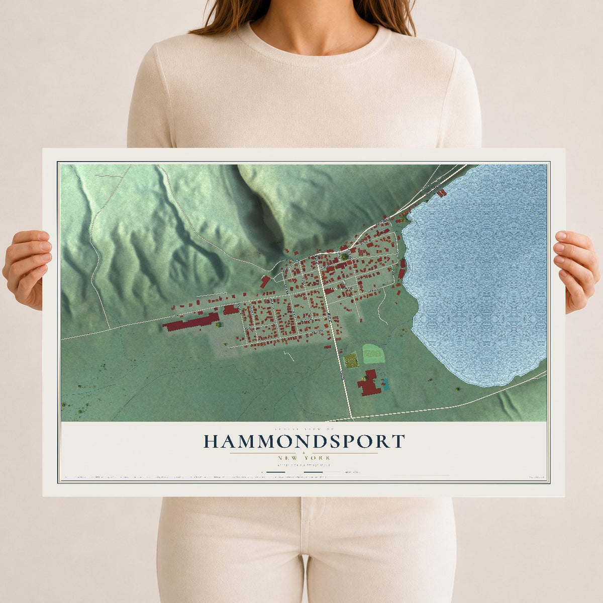 Hammondsport, New York map print, 12" x 18" Archival Matte Print mockup