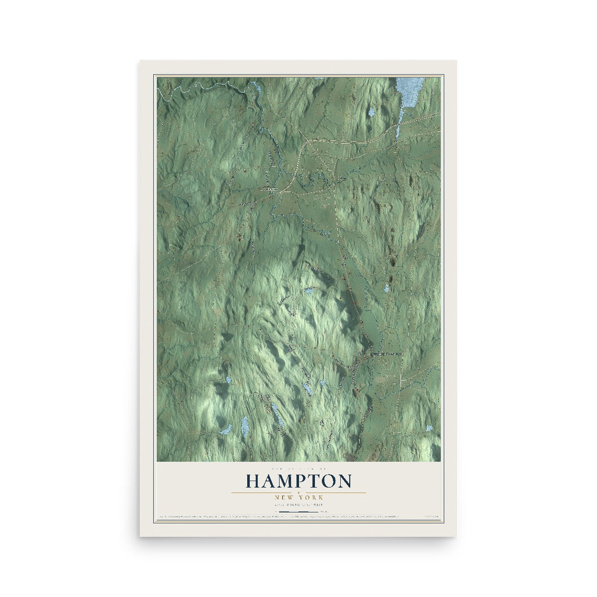 Hampton, New York map print, 12" x 18" Archival Matte Print mockup
