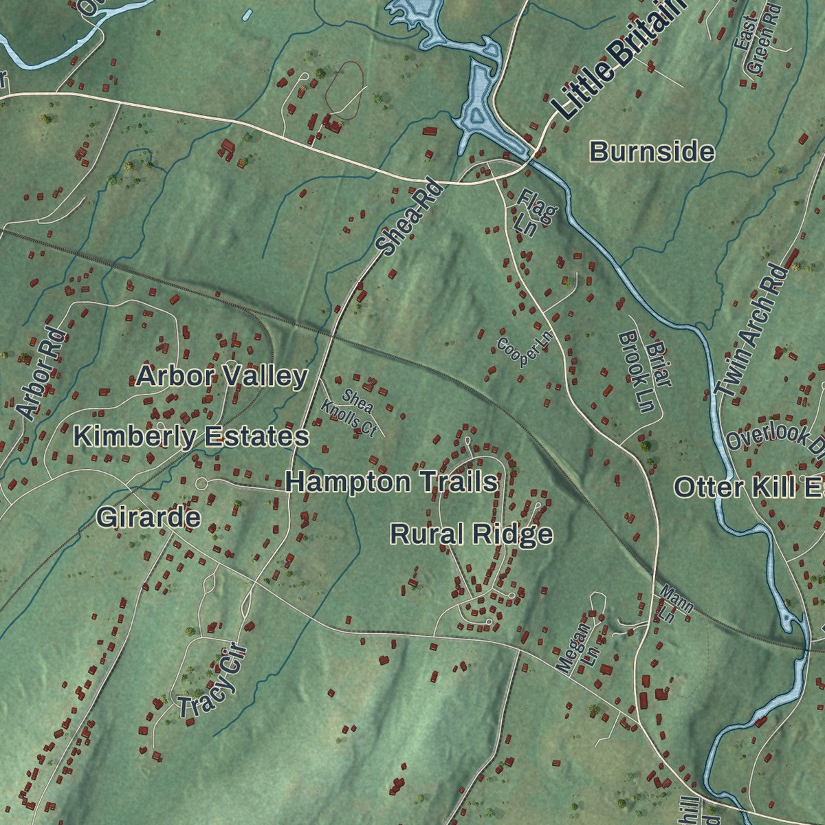Close-up 1 of the Hamptonburgh, New York map artwork