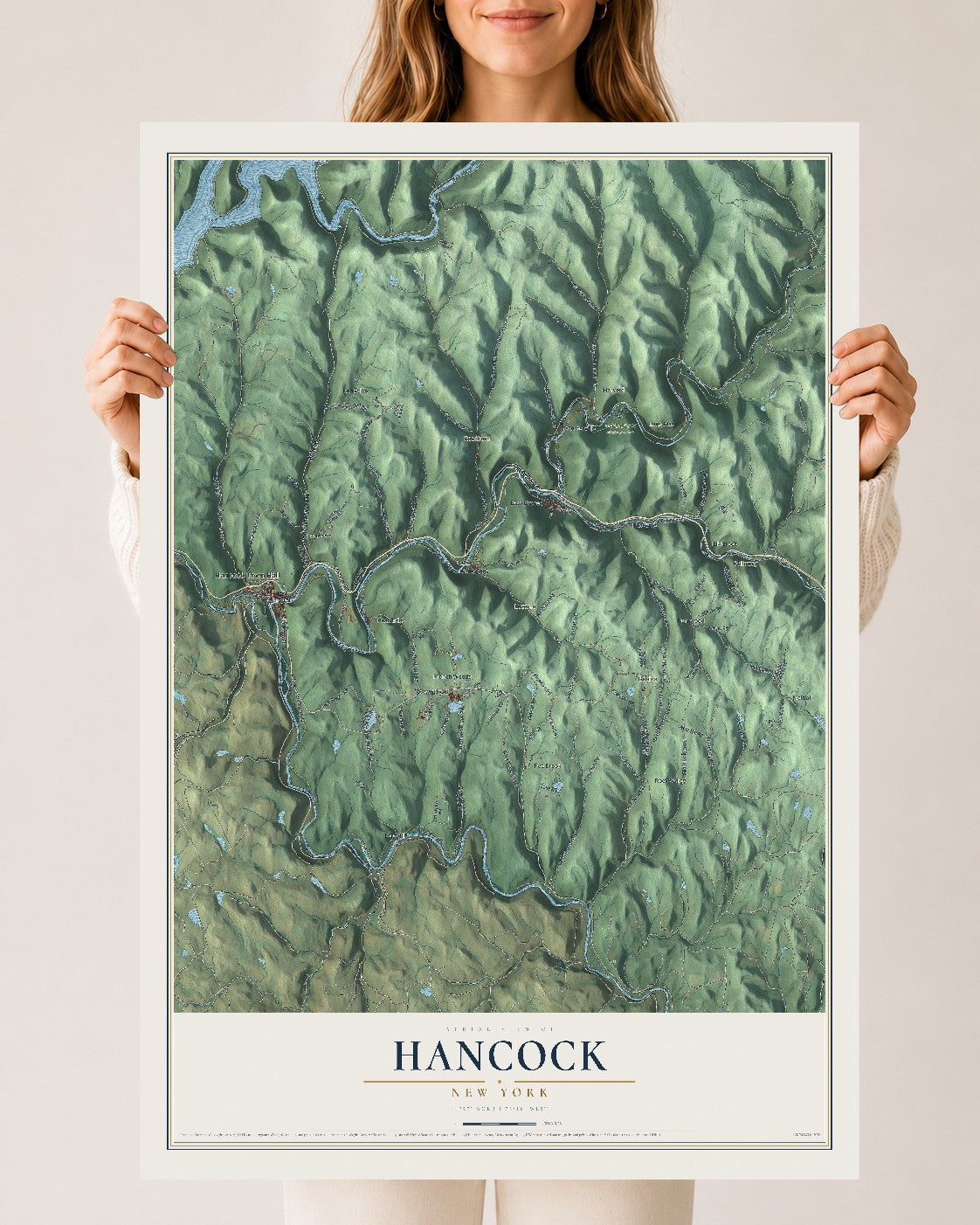 Hancock, New York map print, 24" x 36" Archival Matte Print mockup