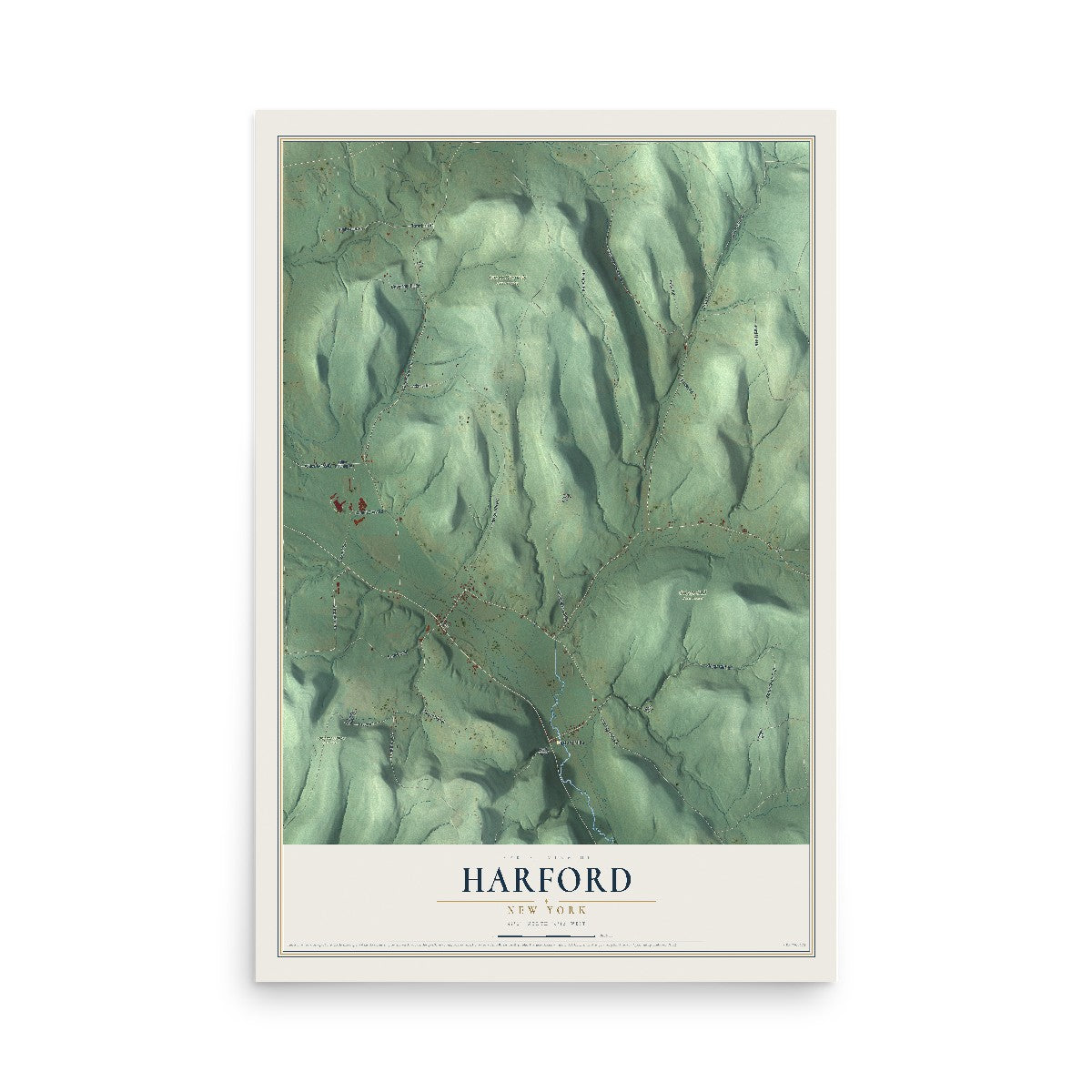 Harford, New York map print, 12" x 18" Archival Matte Print mockup