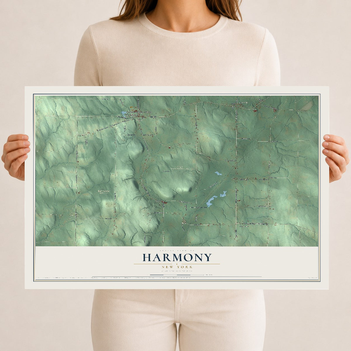 Harmony, New York map print, 12" x 18" Archival Matte Print mockup