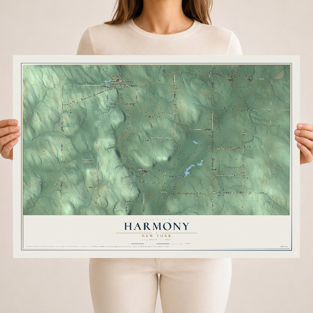 Harmony, New York map print, 18" x 24" Archival Matte Print mockup