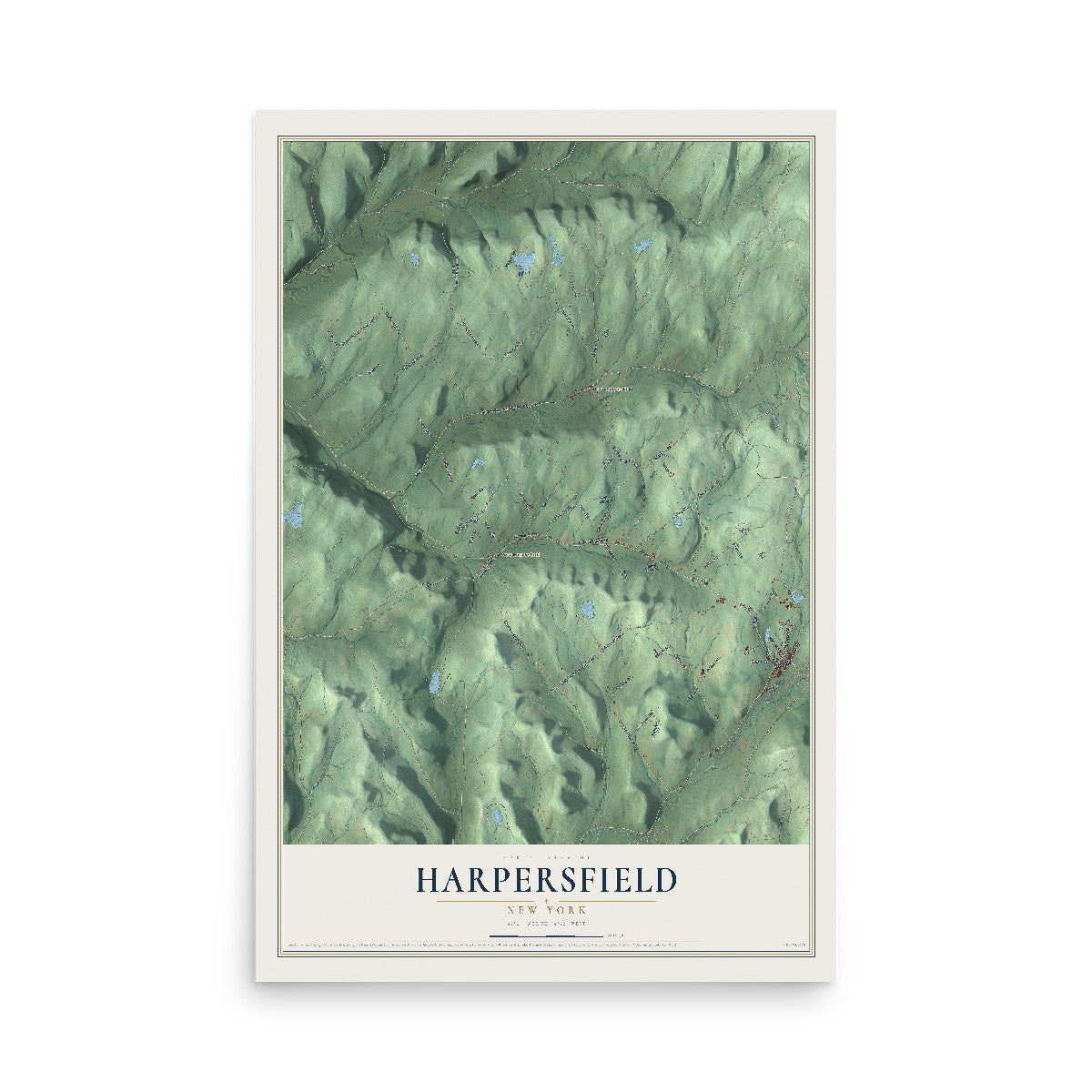 Harpersfield, New York map print, 12" x 18" Archival Matte Print mockup