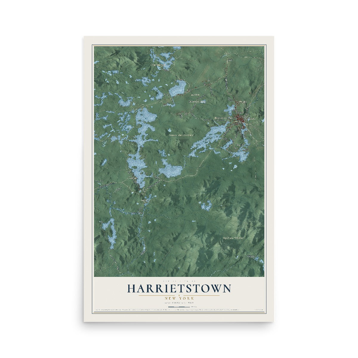 Harrietstown, New York map print, 12" x 18" Archival Matte Print mockup