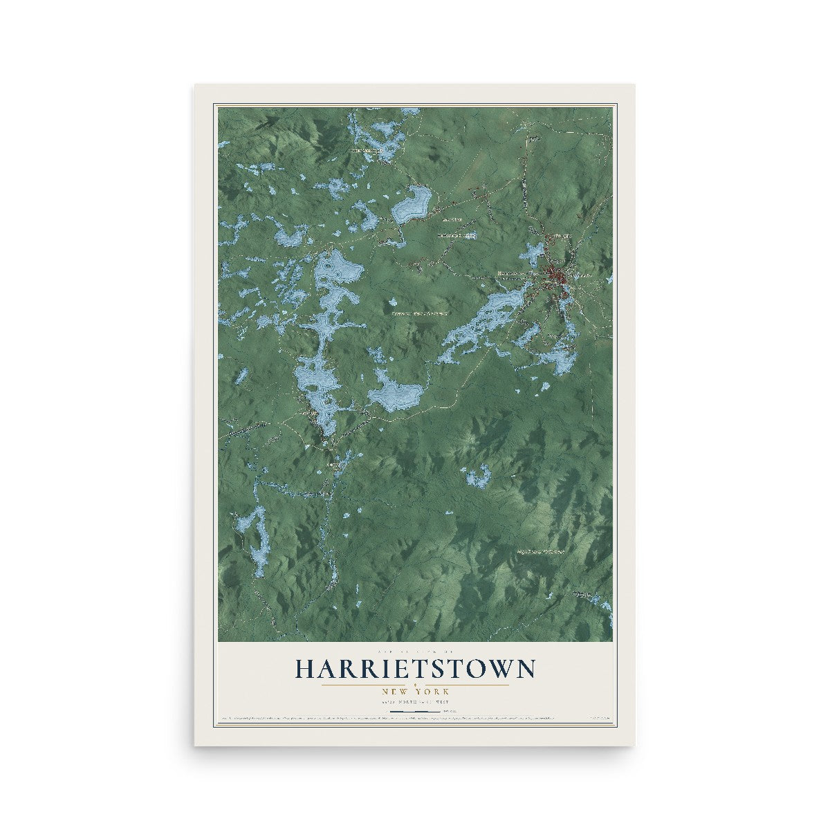 Harrietstown, New York map print, 12" x 18" Archival Matte Print mockup