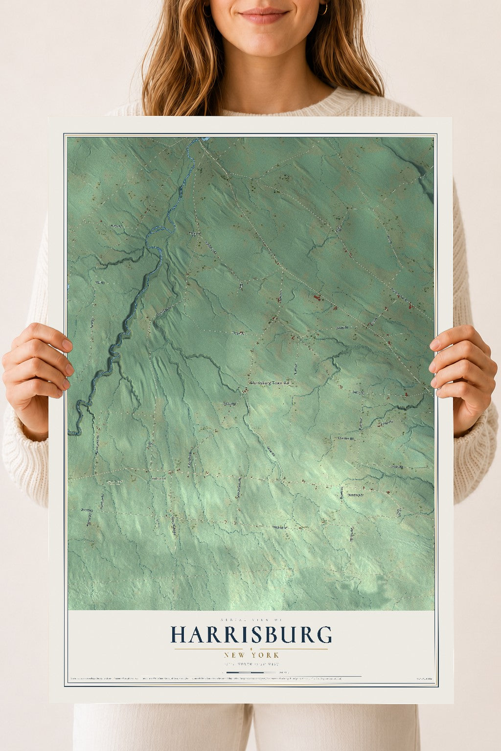 Harrisburg, New York map print, 18" x 24" Archival Matte Print mockup