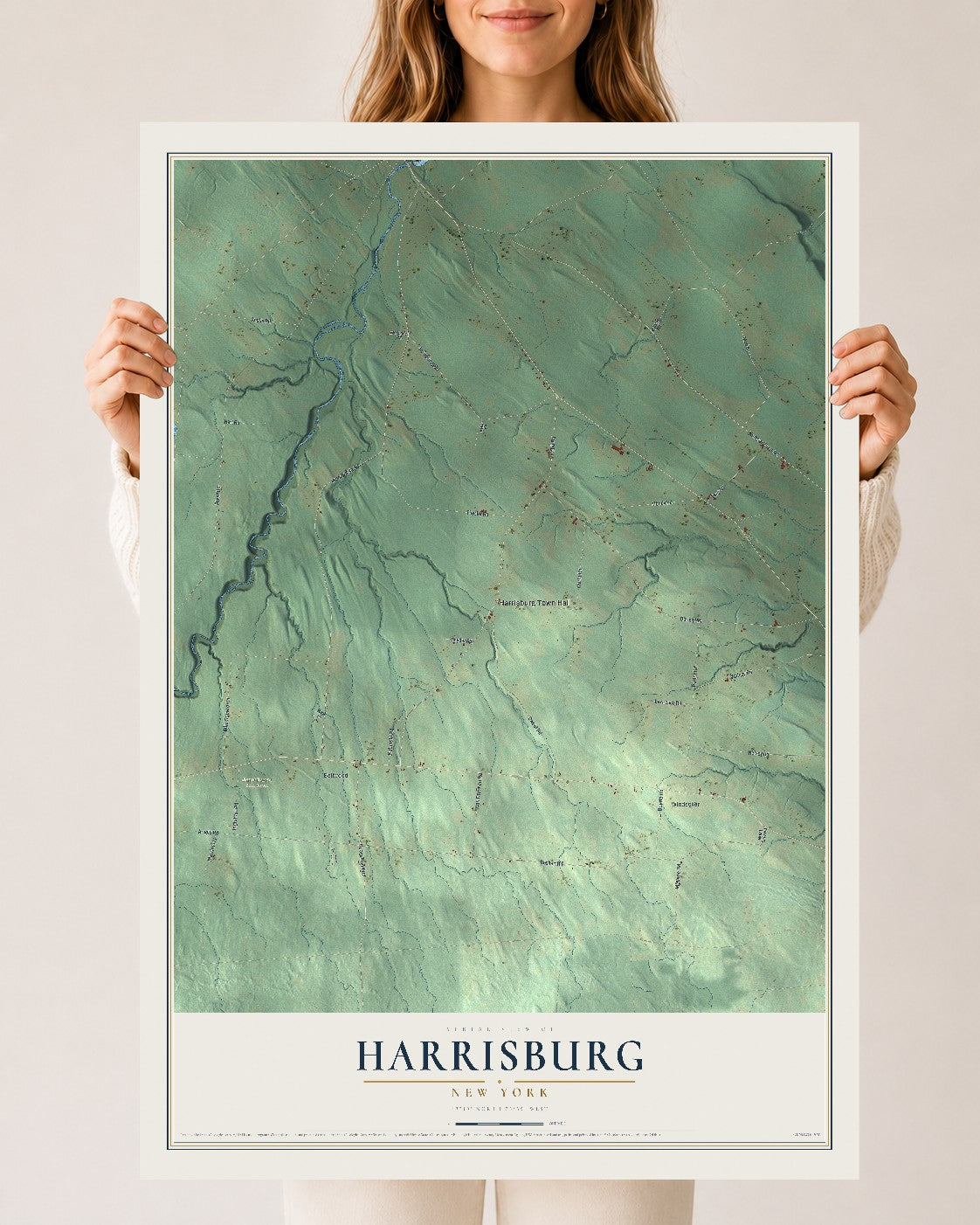 Harrisburg, New York map print, 24" x 36" Archival Matte Print mockup