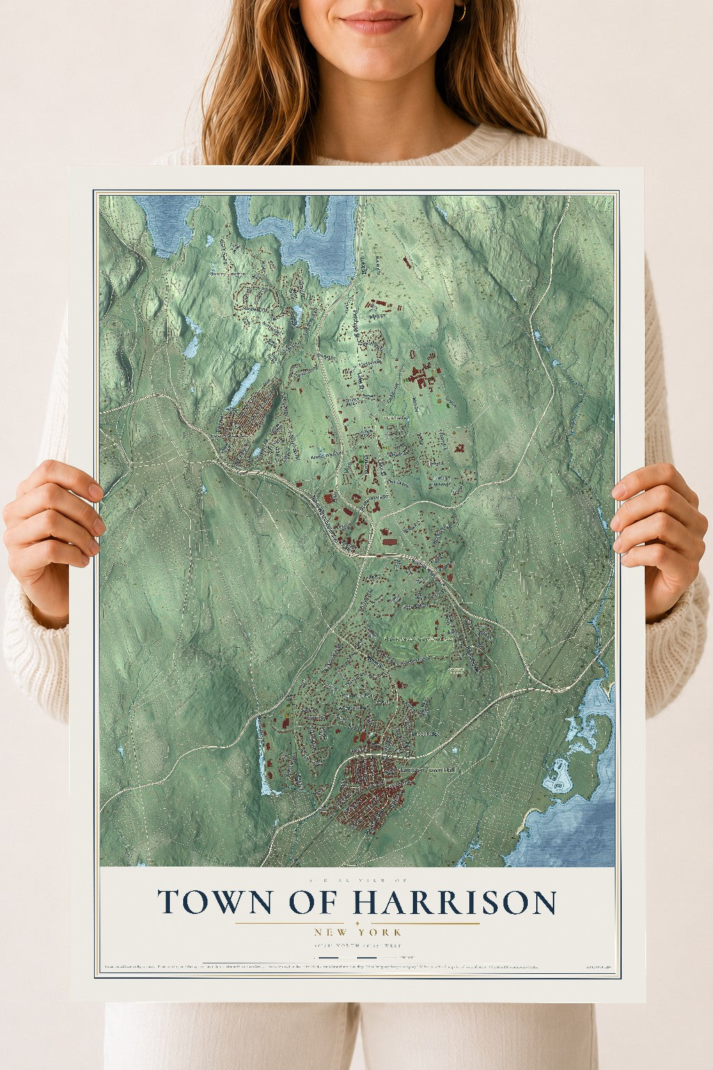 Map of the Town of Harrison, New York, 18 x 24 inch unframed archival matte print