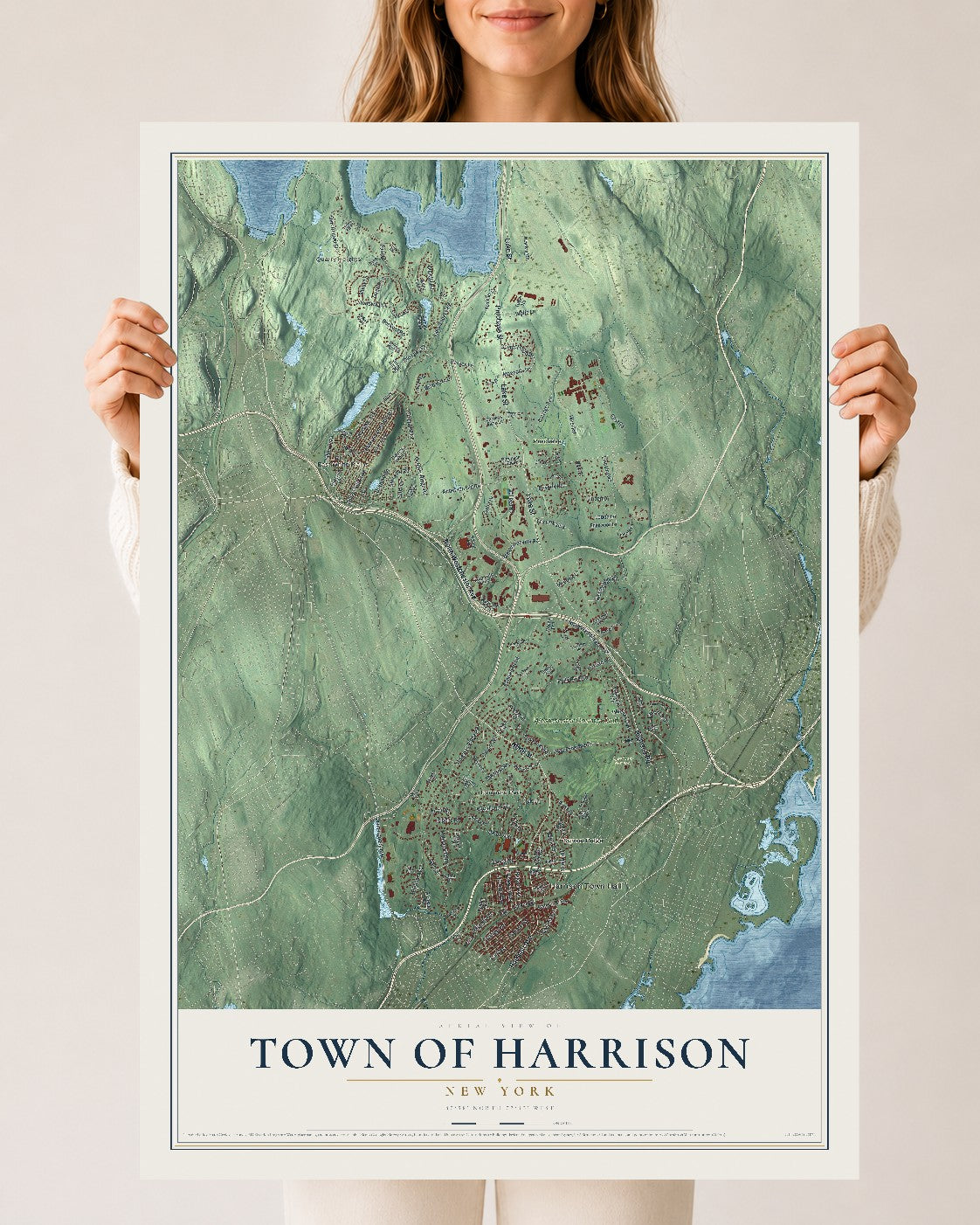 Map of the Town of Harrison, New York, 24 x 36 inch unframed archival matte print