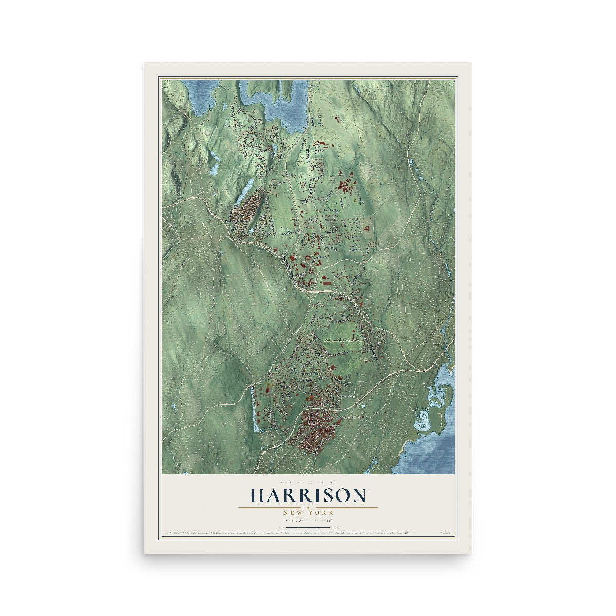 Harrison, New York map print, 12" x 18" Archival Matte Print mockup