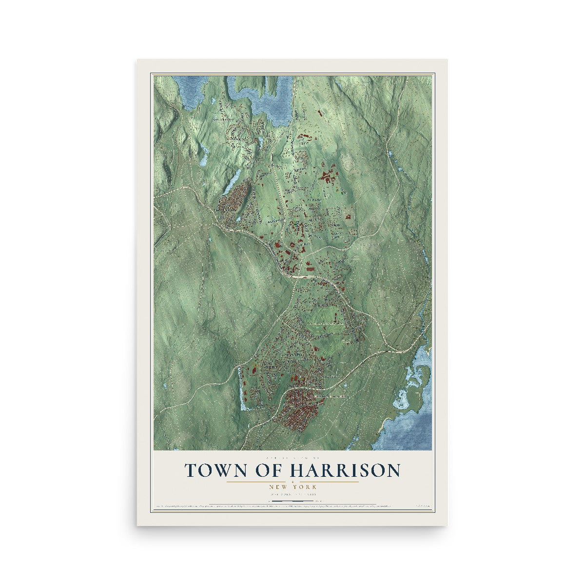 Harrison, New York map print, 12" x 18" Archival Matte Print mockup