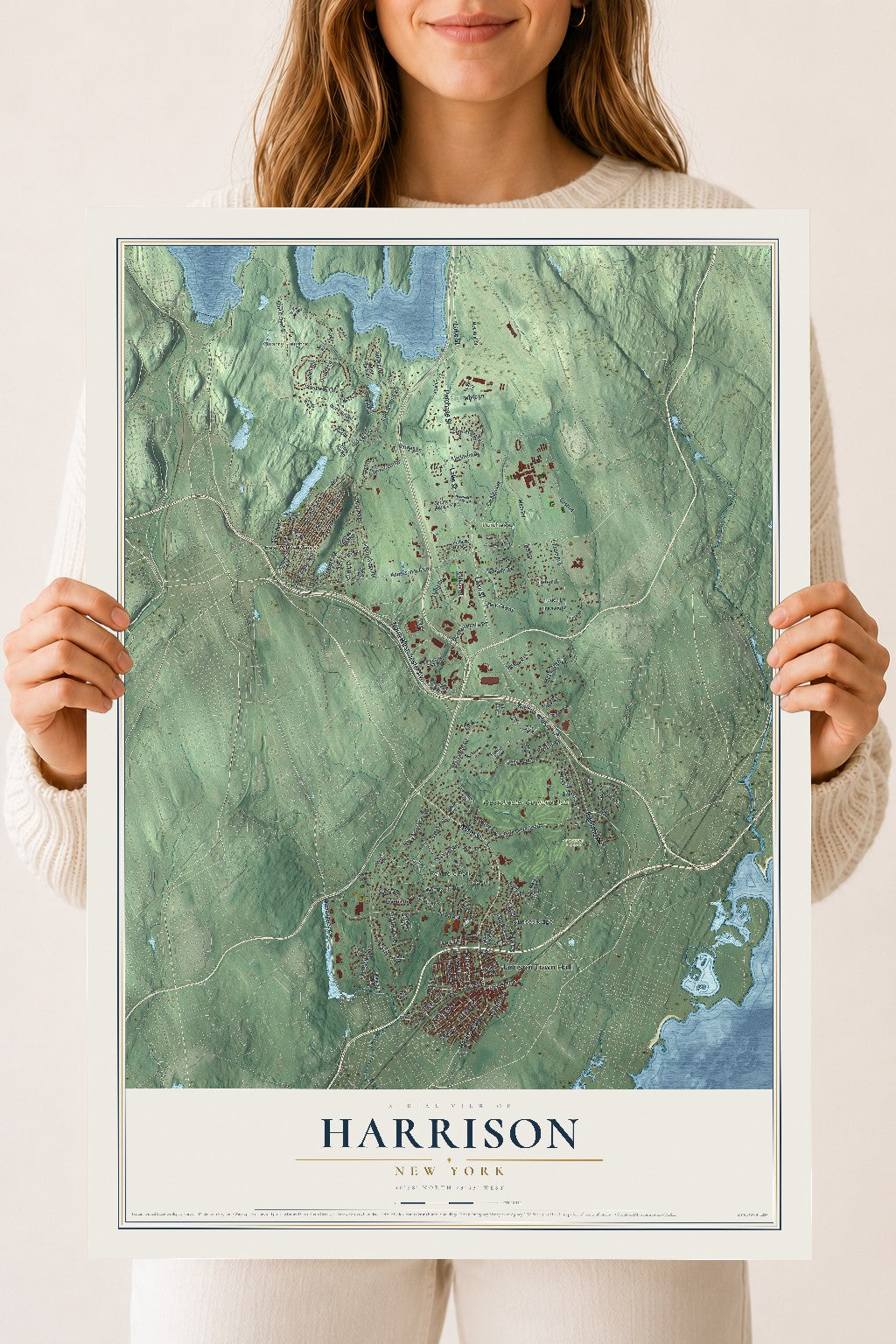 Harrison, New York map print, 18" x 24" Archival Matte Print mockup