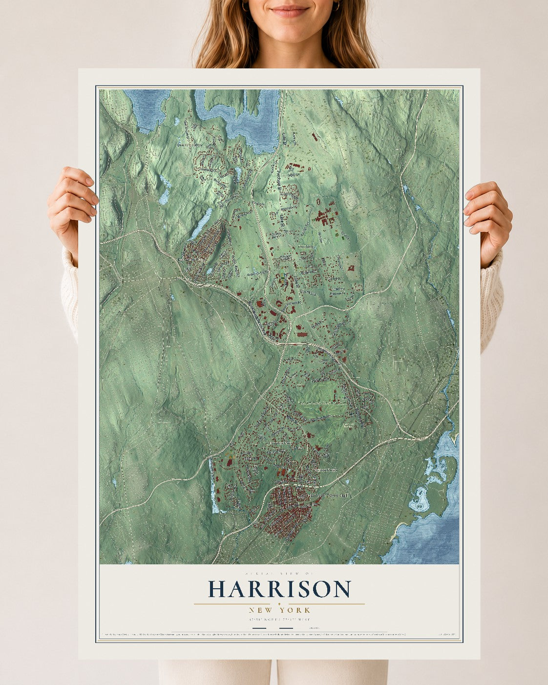 Harrison, New York map print, 24" x 36" Archival Matte Print mockup