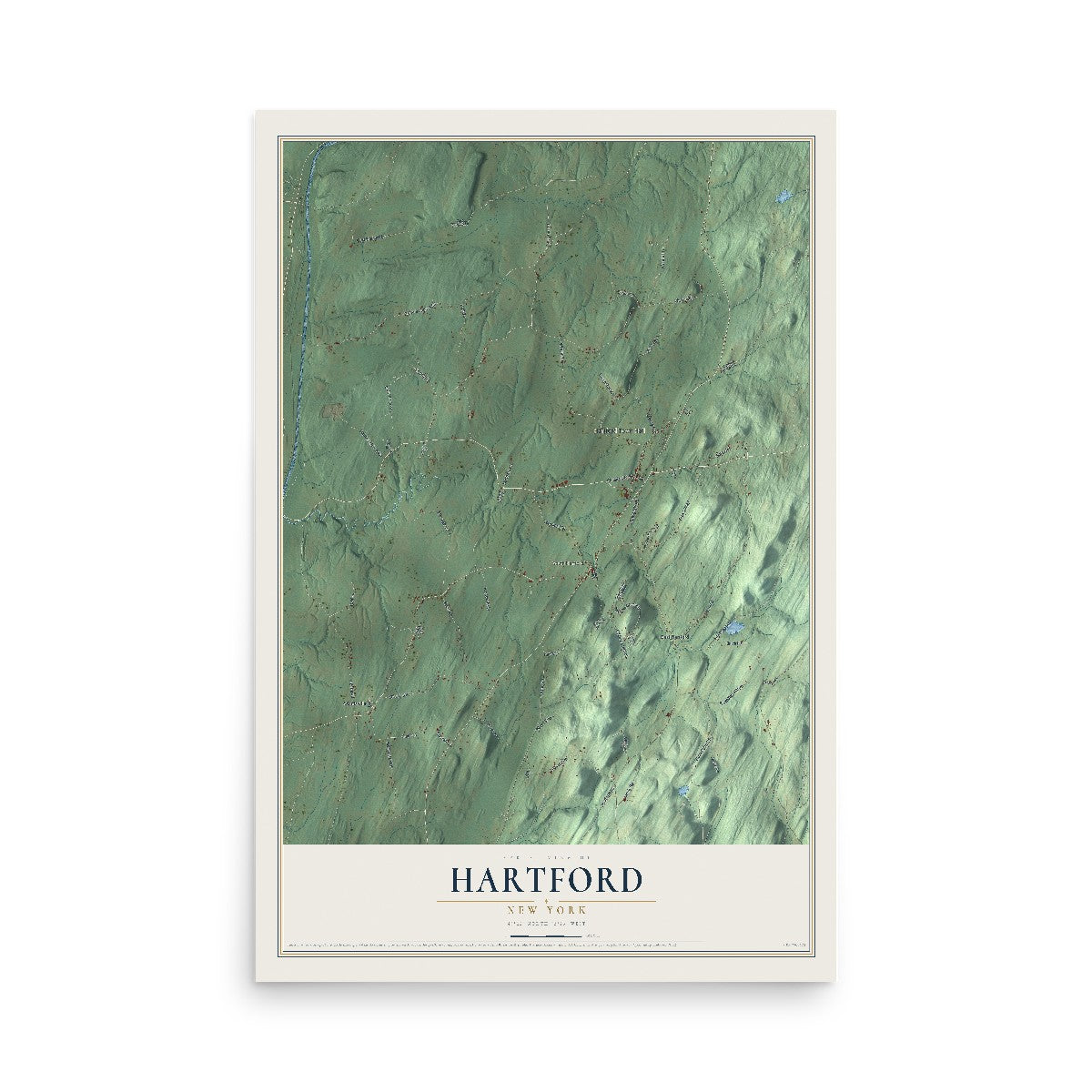 Hartford, New York map print, 12" x 18" Archival Matte Print mockup