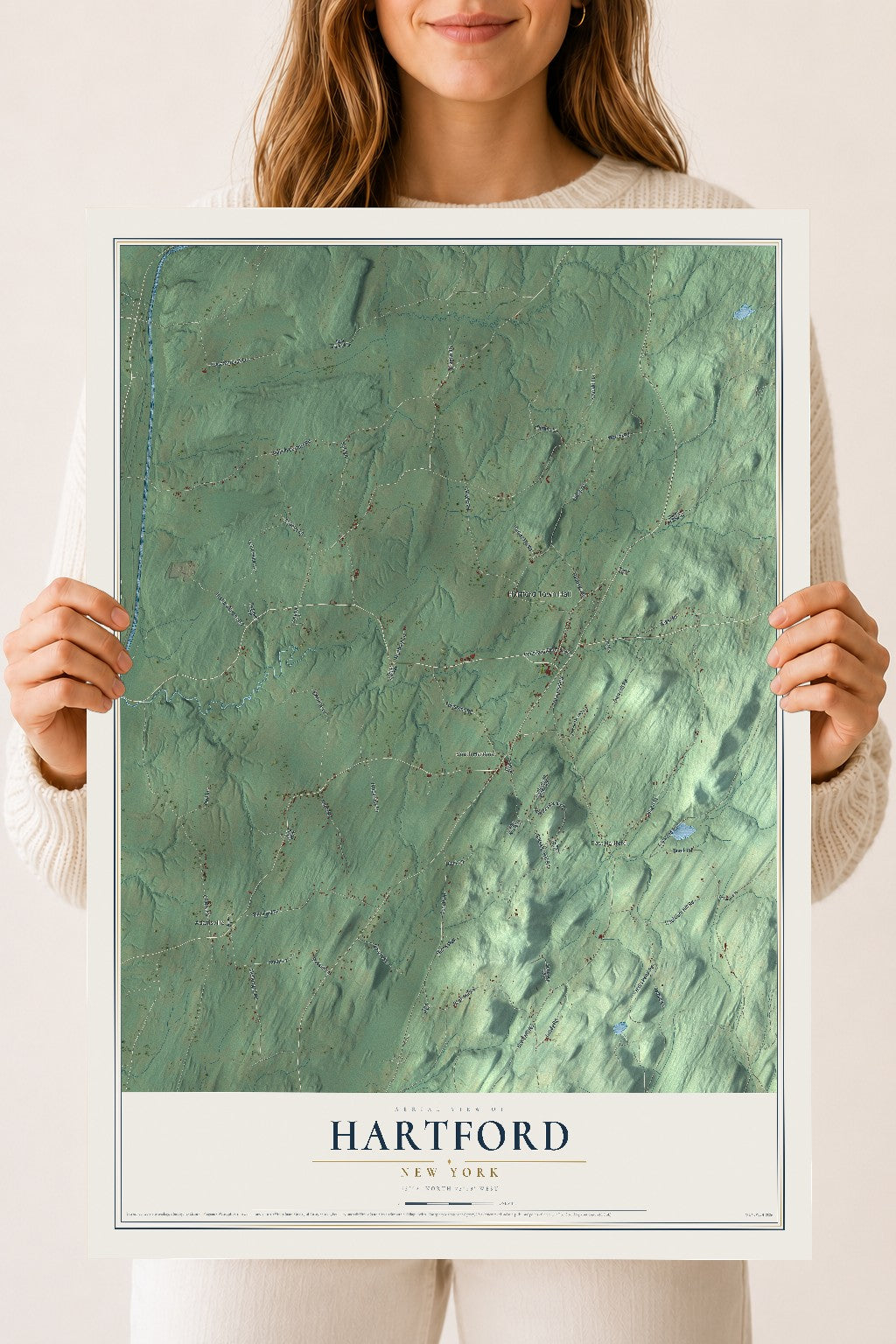 Hartford, New York map print, 18" x 24" Archival Matte Print mockup