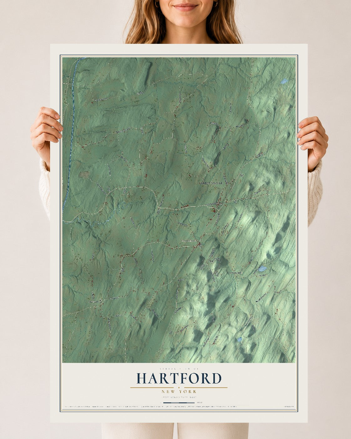 Hartford, New York map print, 24" x 36" Archival Matte Print mockup