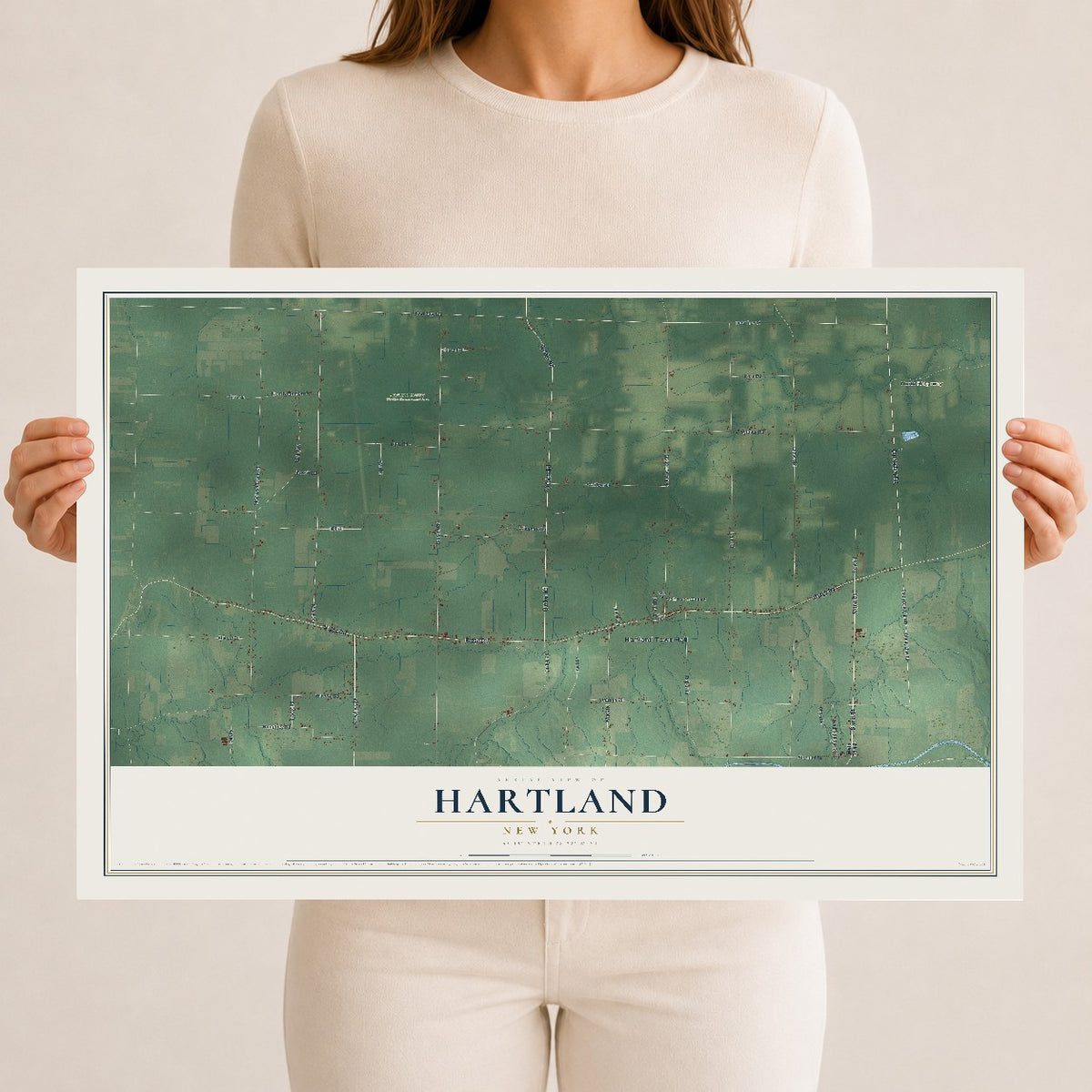 Hartland, New York map print, 12" x 18" Archival Matte Print mockup