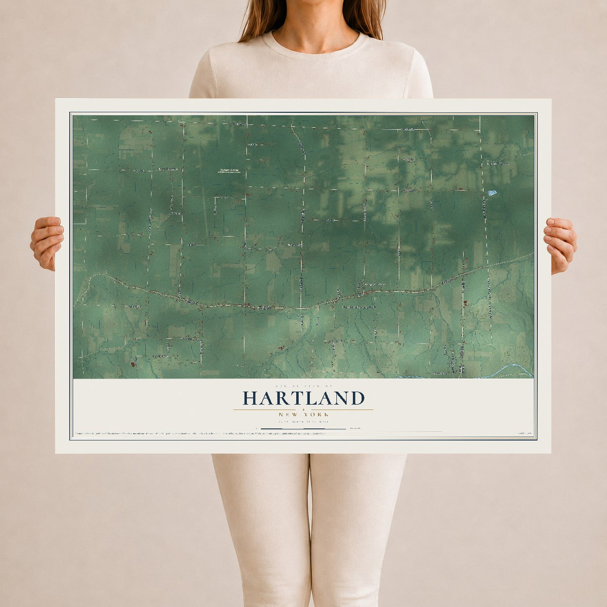 Hartland, New York map print, 24" x 36" Archival Matte Print mockup