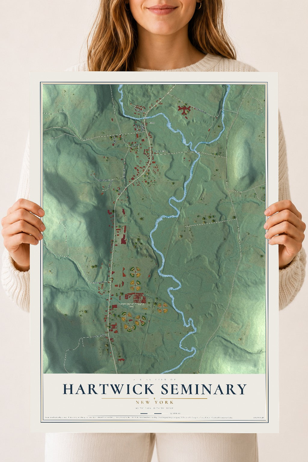 Hartwick Seminary, New York map print, 18" x 24" Archival Matte Print mockup