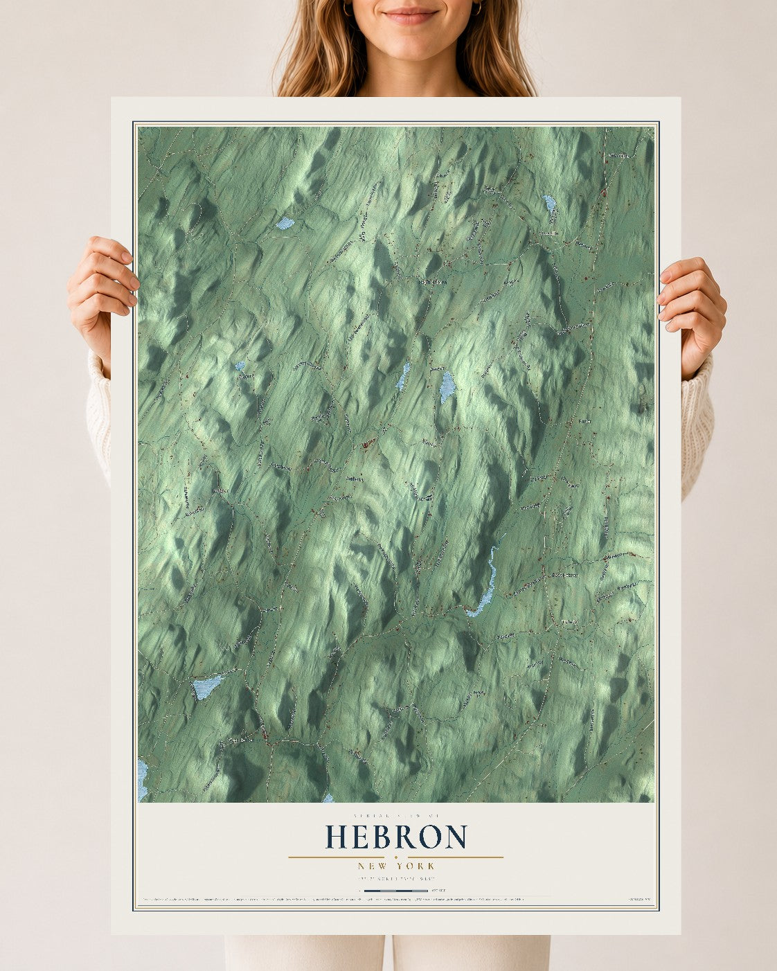 Hebron, New York map print, 24" x 36" Archival Matte Print mockup