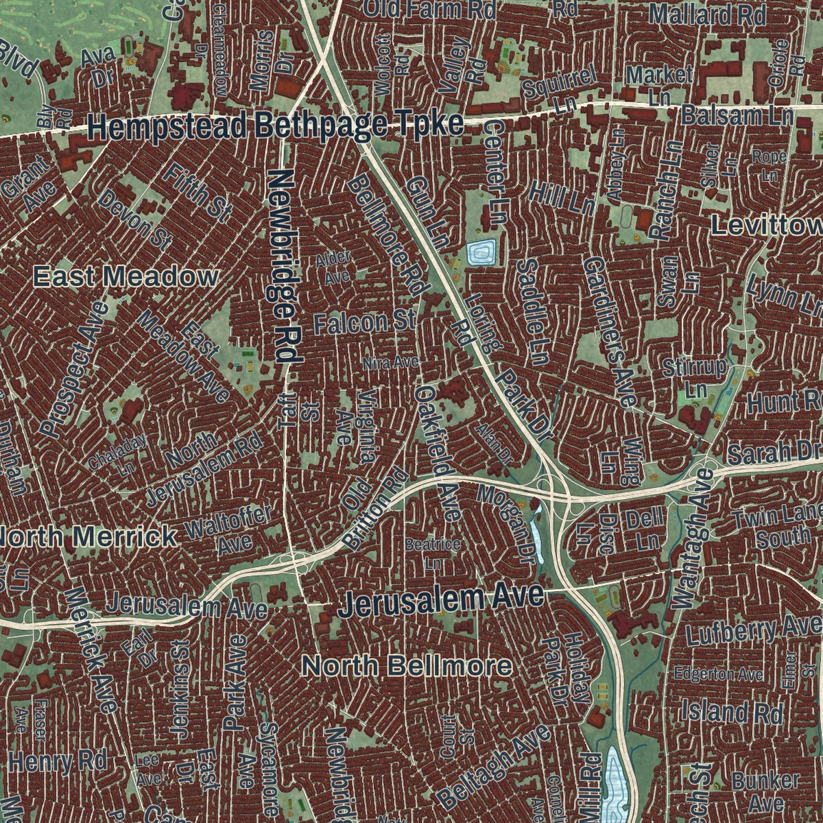 Close-up 2 of the Hempstead, New York map artwork