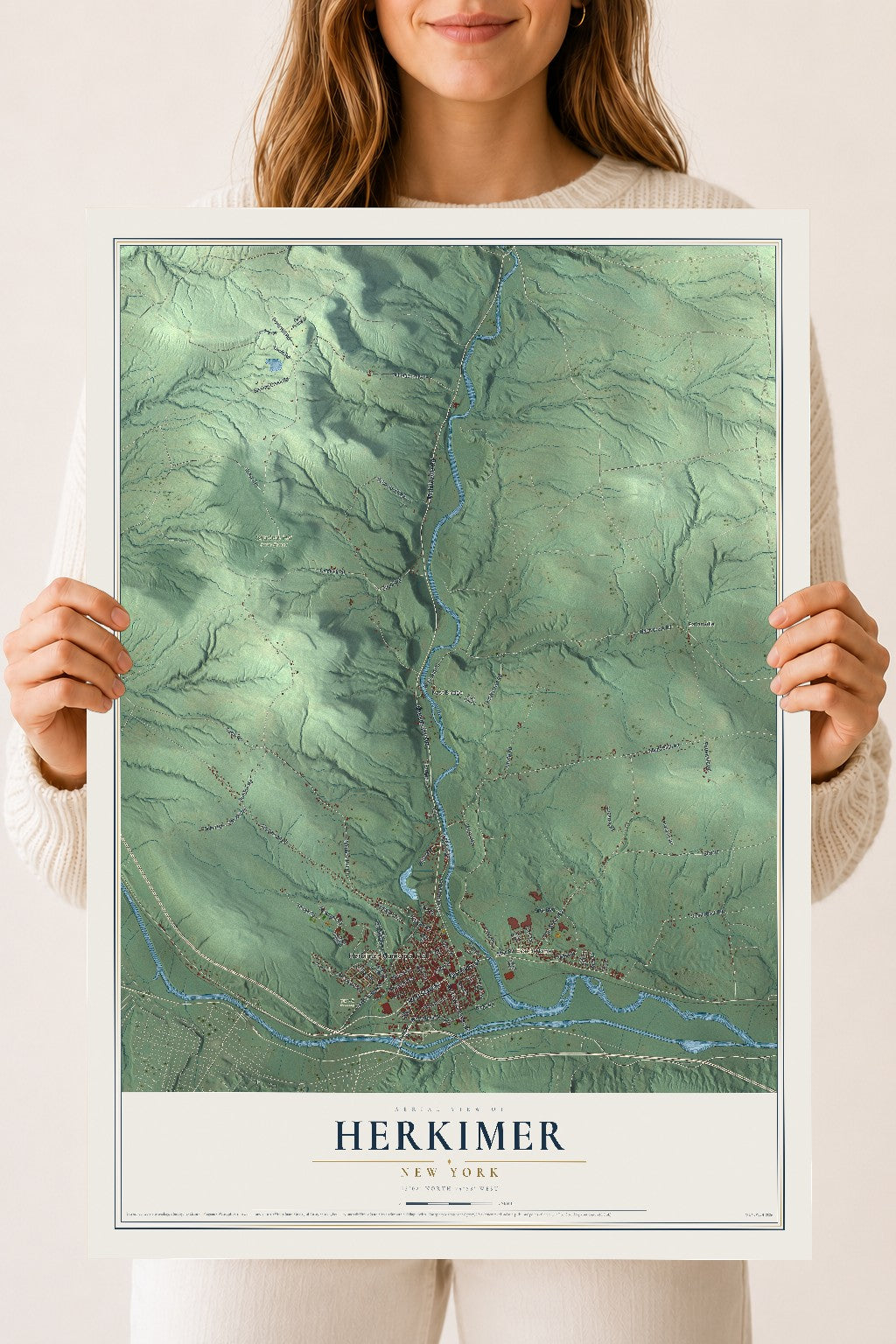 Herkimer, New York map print, 18" x 24" Archival Matte Print mockup