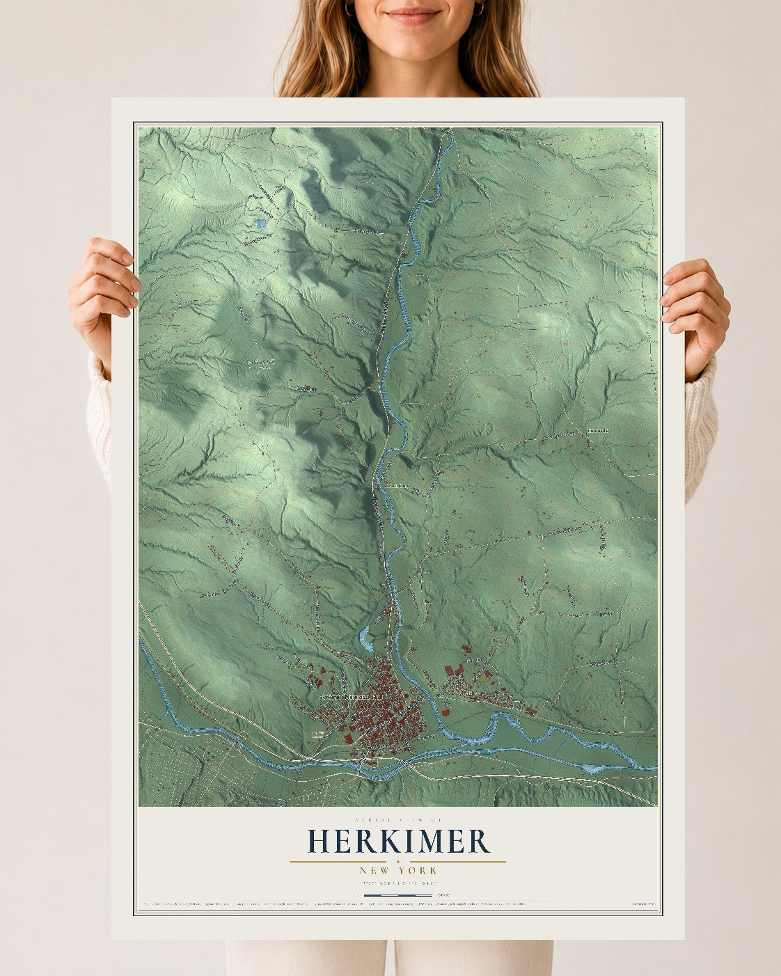 Herkimer, New York map print, 24" x 36" Archival Matte Print mockup