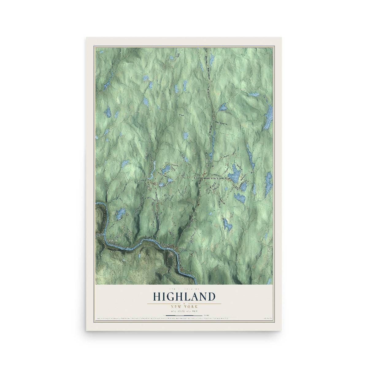 Highland, New York map print, 12" x 18" Archival Matte Print mockup