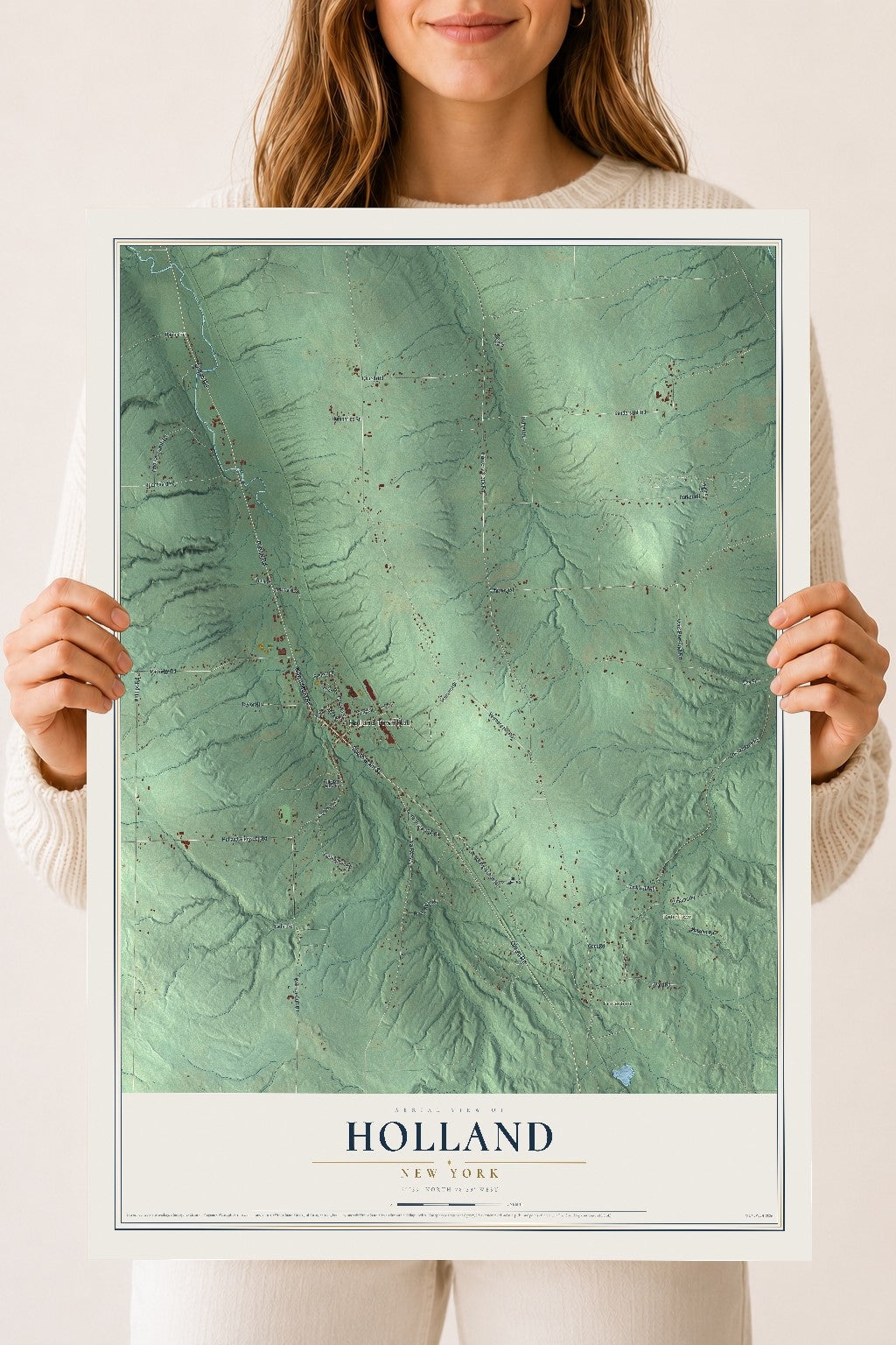 Holland, New York map print, 18" x 24" Archival Matte Print mockup