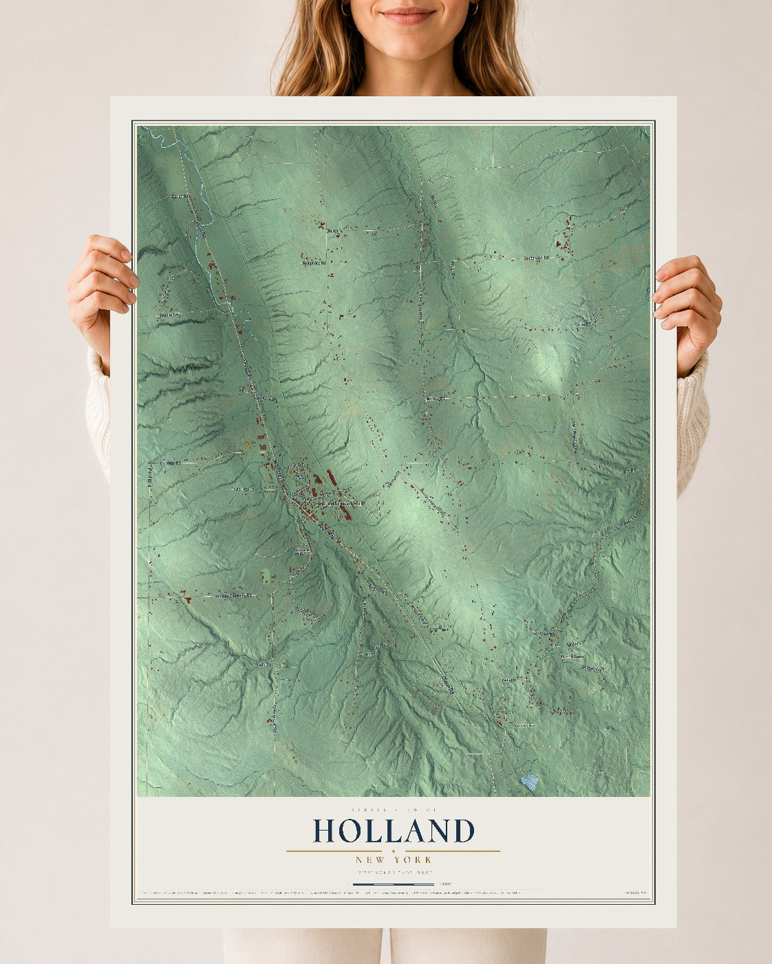Holland, New York map print, 24" x 36" Archival Matte Print mockup