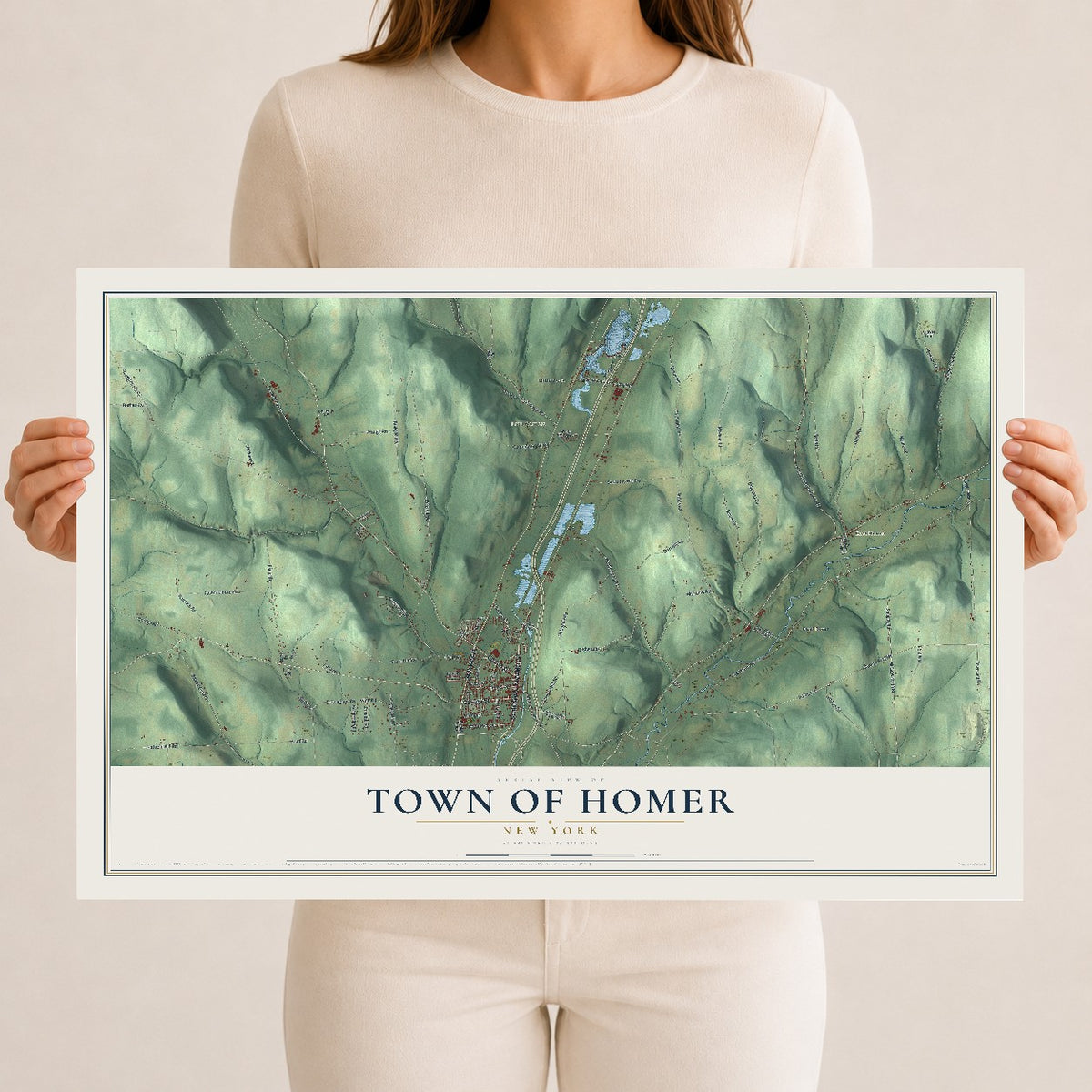 Homer, New York map print, 12" x 18" Archival Matte Print mockup