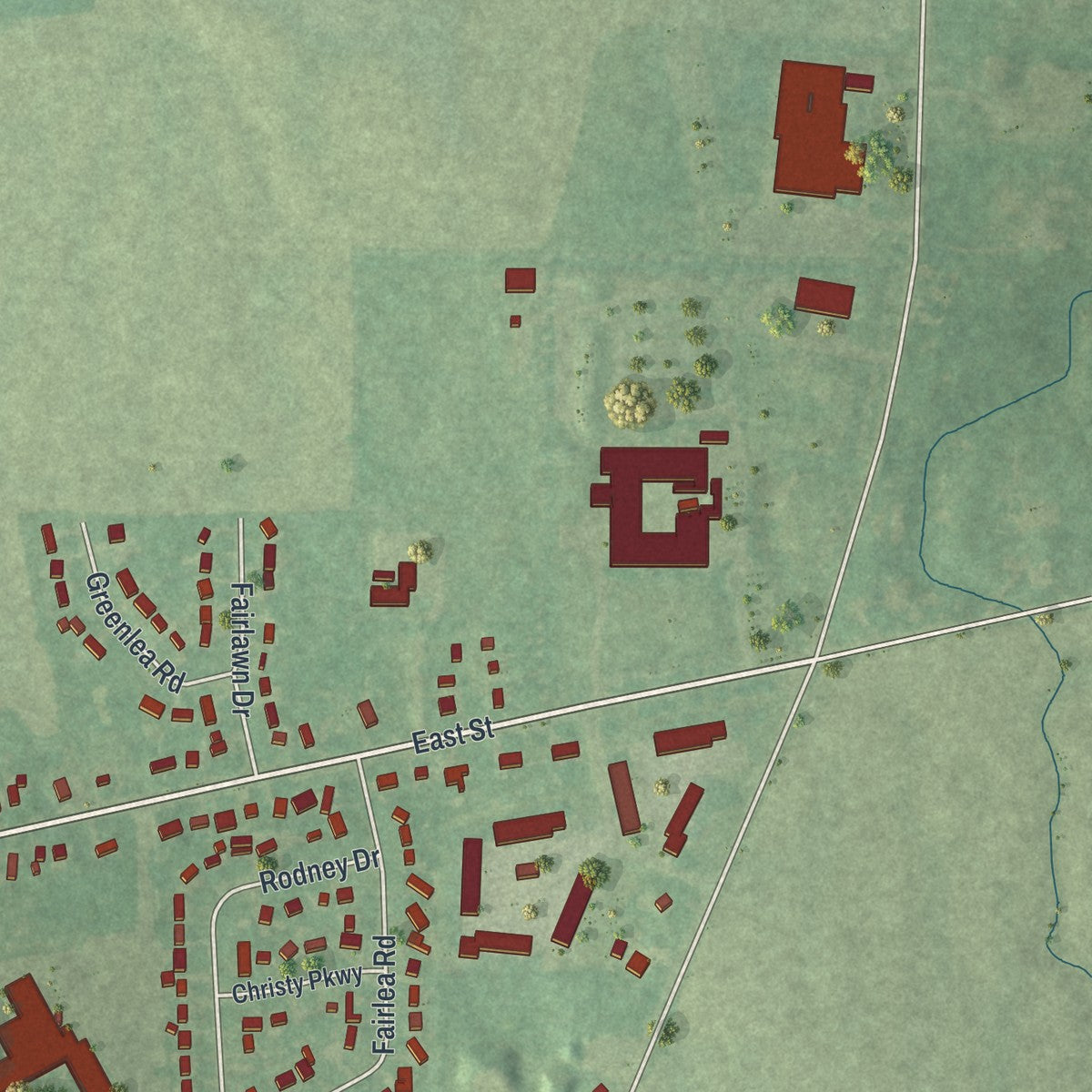Close-up 2 of the Honeoye Falls, New York map artwork
