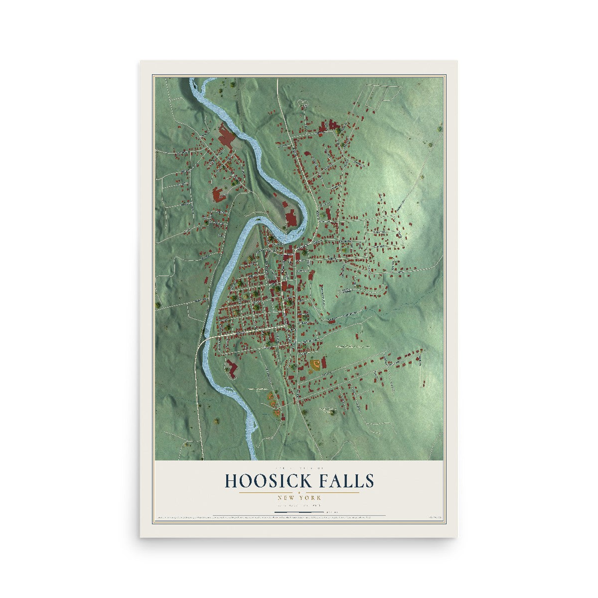 Hoosick Falls, New York map print, 12" x 18" Archival Matte Print mockup