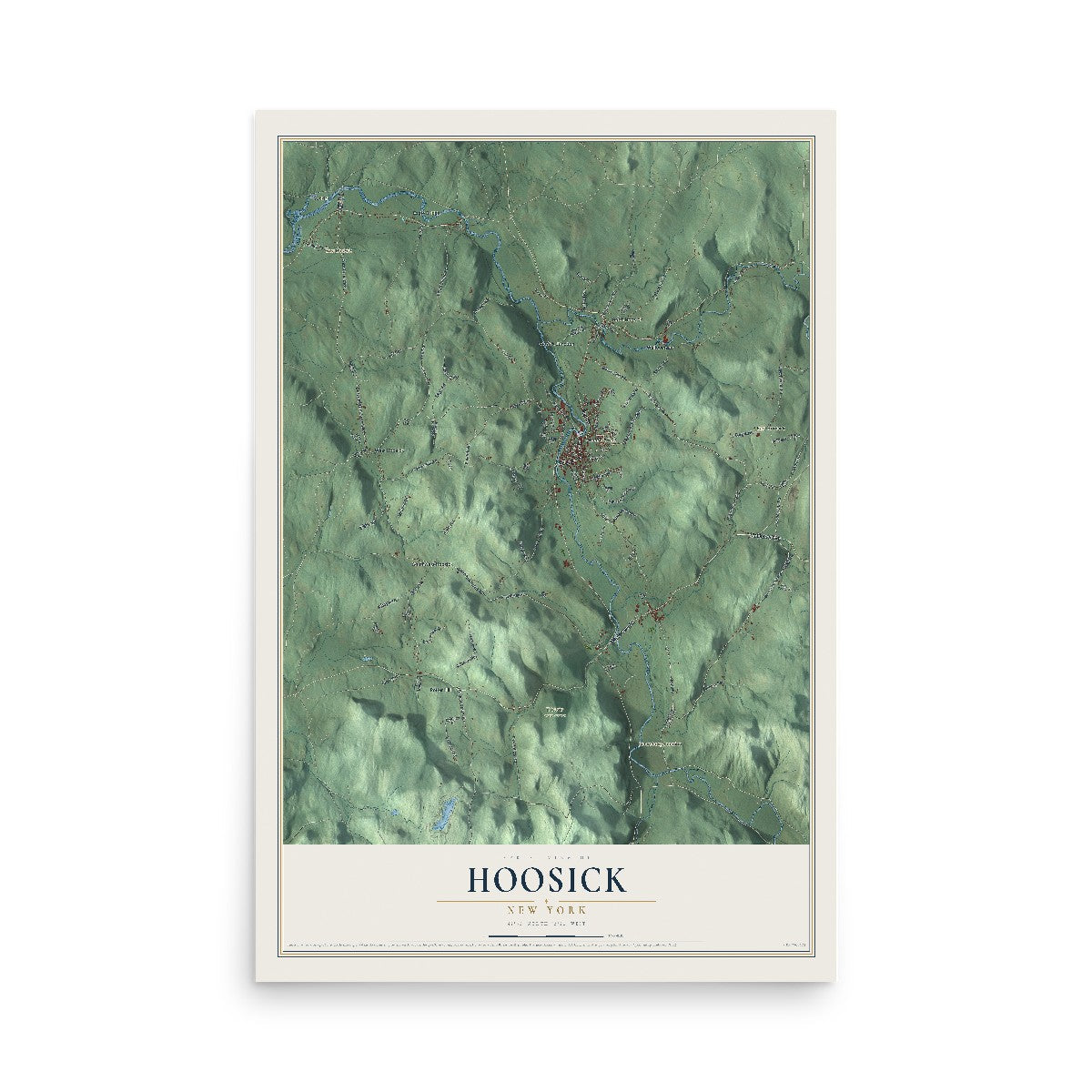 Hoosick, New York map print, 12" x 18" Archival Matte Print mockup