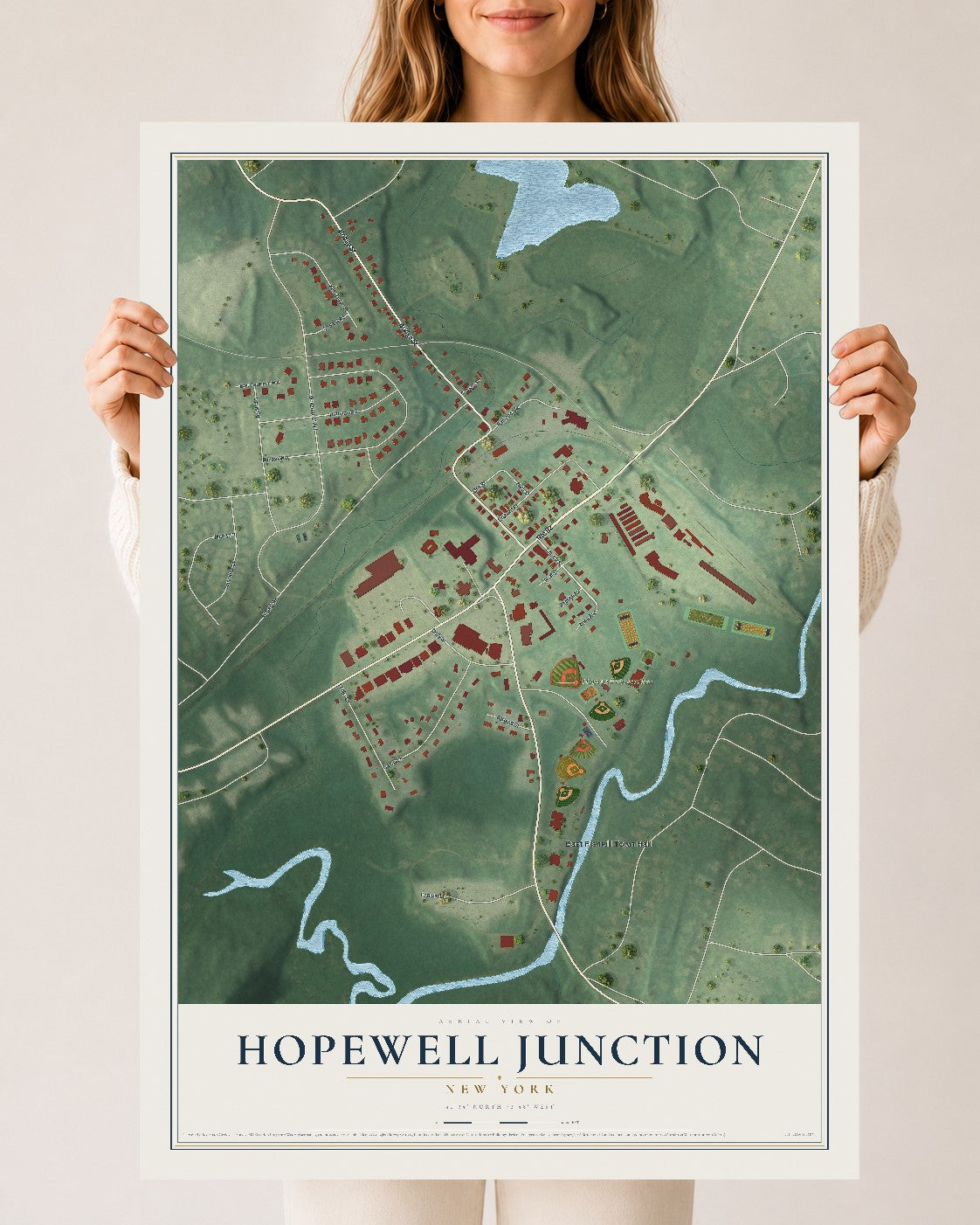 Hopewell Junction, New York map print, 24" x 36" Archival Matte Print mockup