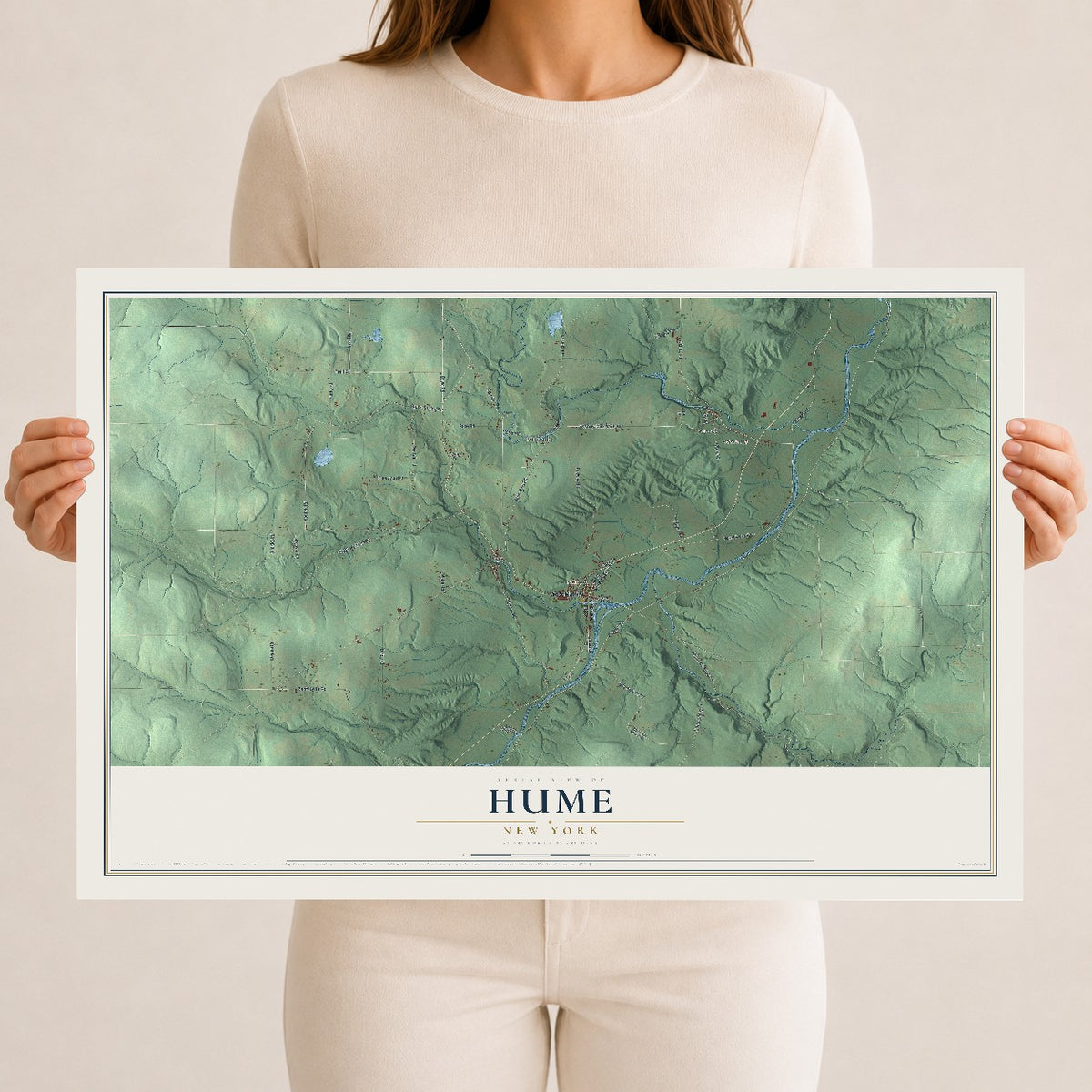 Hume, New York map print, 12" x 18" Archival Matte Print mockup