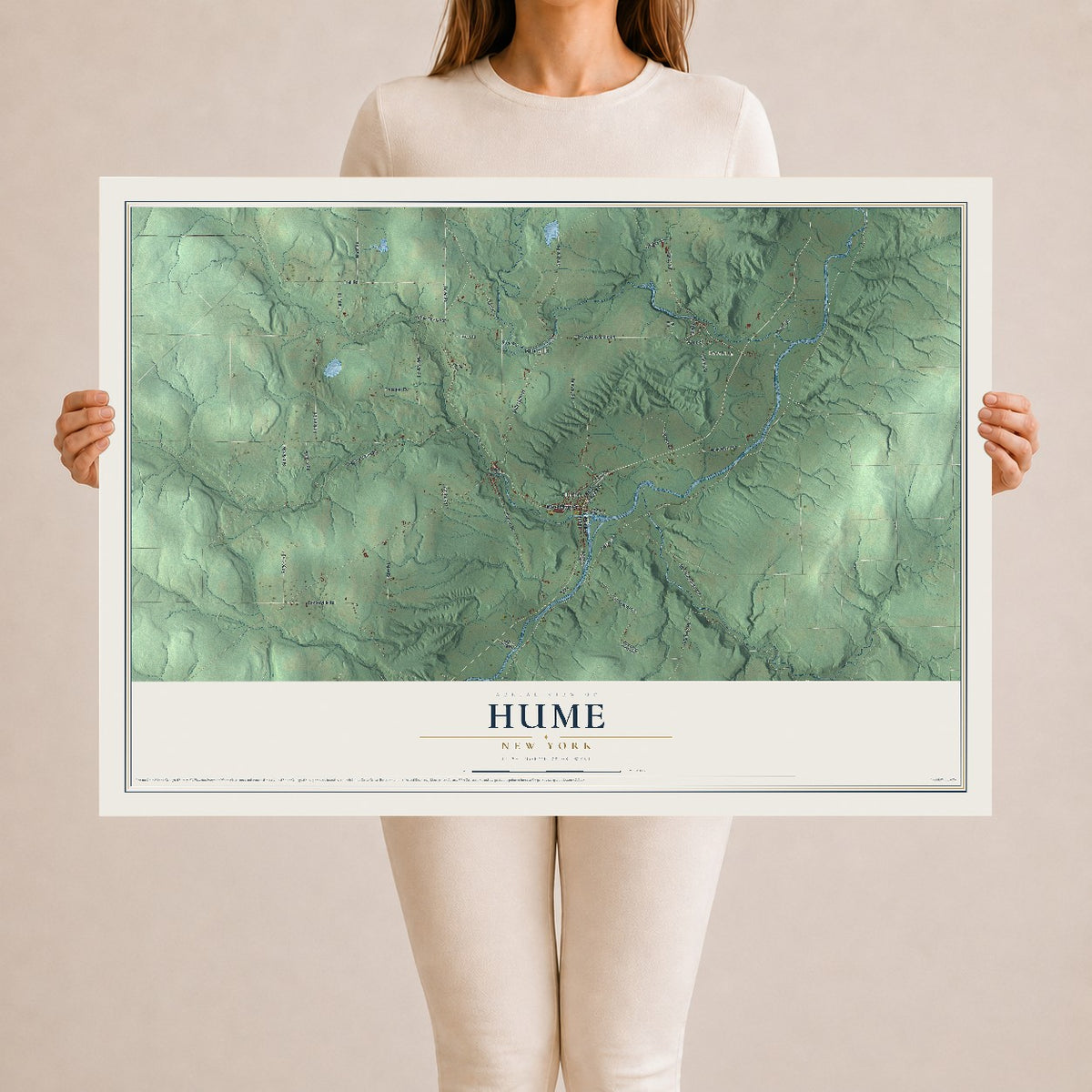 Hume, New York map print, 24" x 36" Archival Matte Print mockup