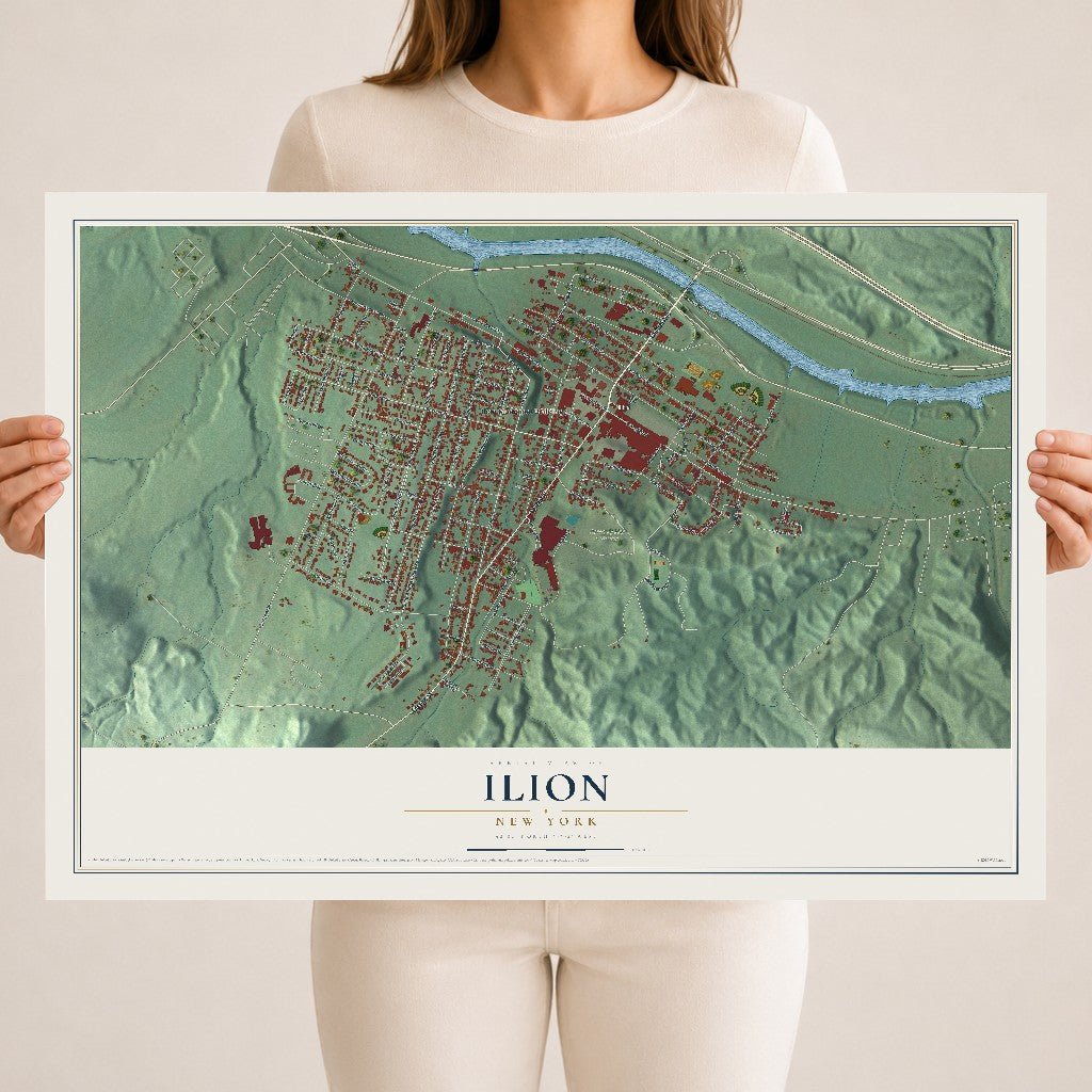 Ilion, New York map print, 18" x 24" Archival Matte Print mockup