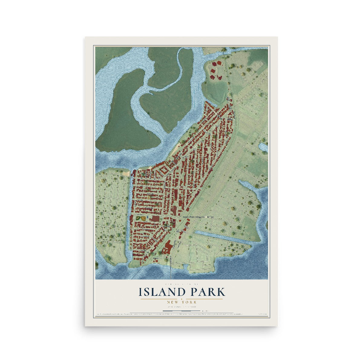 Island Park, New York map print, 12" x 18" Archival Matte Print mockup