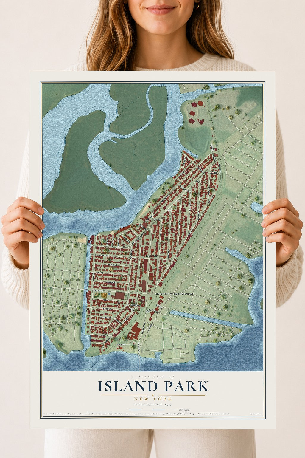 Island Park, New York map print, 18" x 24" Archival Matte Print mockup