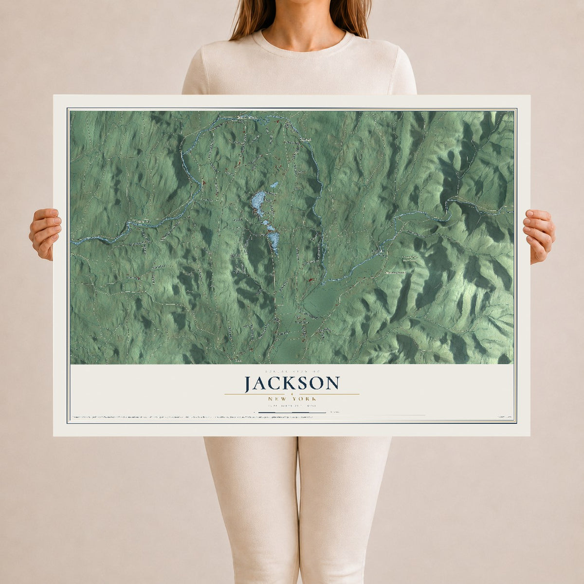 Map of Jackson, New York, 24 x 36 inch unframed archival matte print