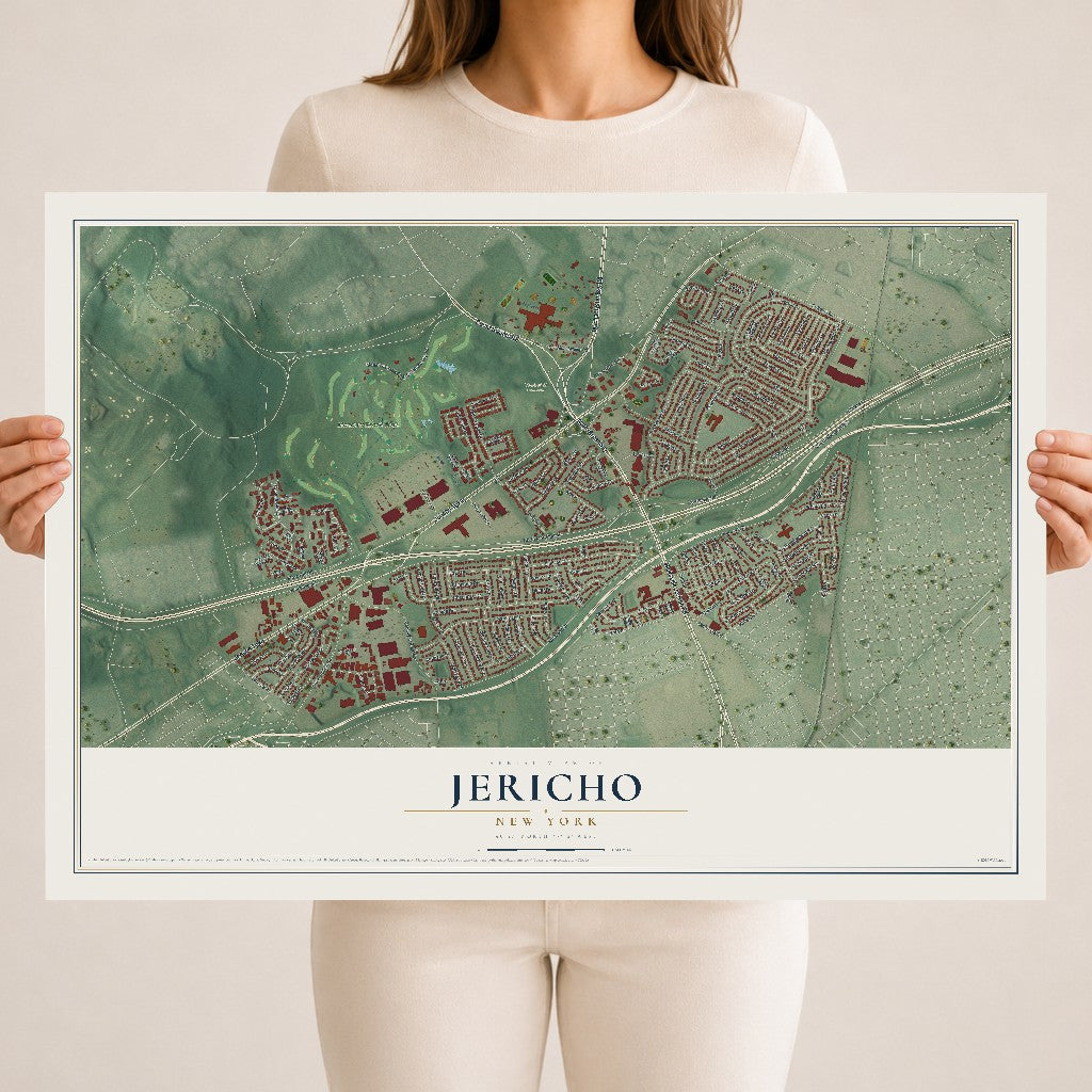 Jericho, New York map print, 18" x 24" Archival Matte Print mockup